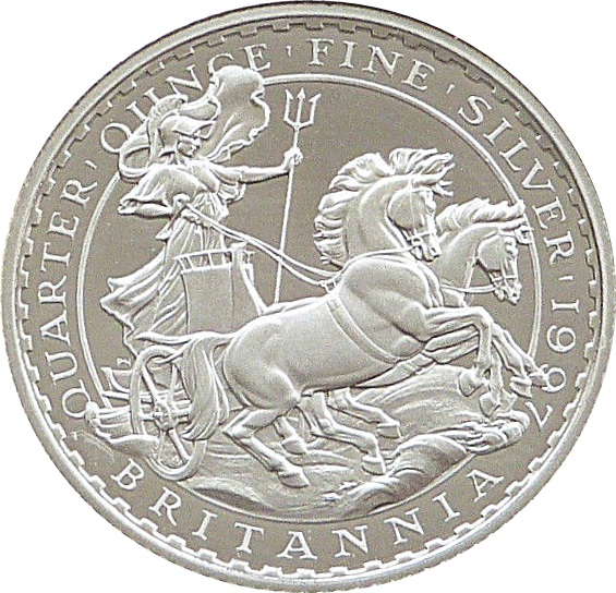 50 Pence - Elizabeth II 3rd portrait; 1/4 oz Fine Silver reverse