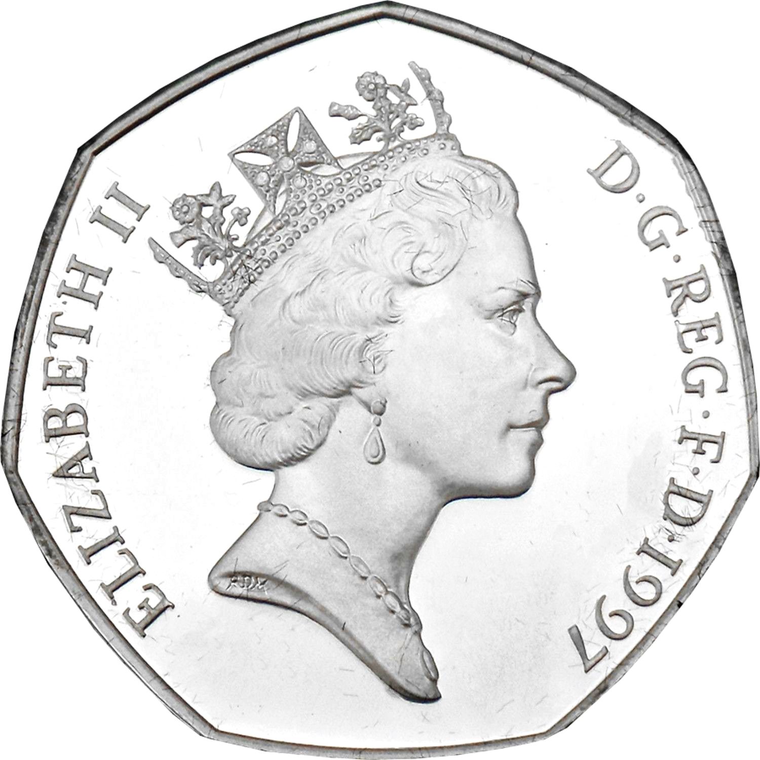 50 Pence - Elizabeth II 3rd portrait; small type; Silver Proof obverse