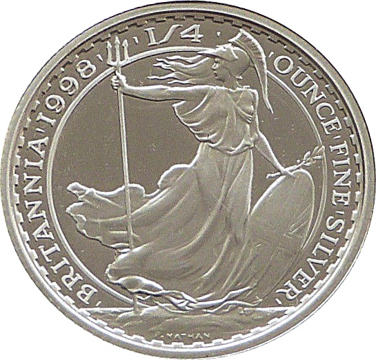 50 Pence - Elizabeth II 4th portrait; 1/4 oz Fine Silver reverse