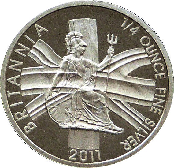 50 Pence - Elizabeth II 4th portrait; 1/4 oz Fine Silver reverse