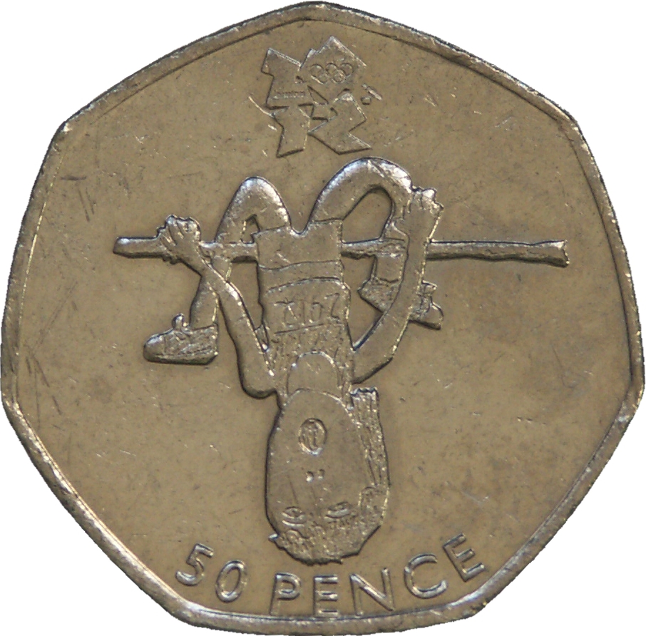 50 Pence - Elizabeth II 4th portrait; Athletics reverse