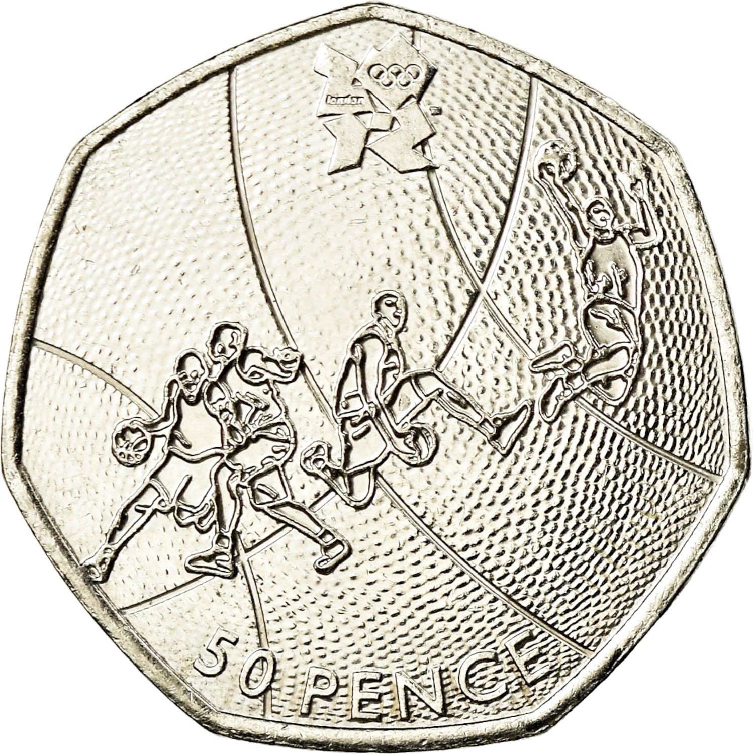 50 Pence - Elizabeth II 4th portrait; Basketball reverse