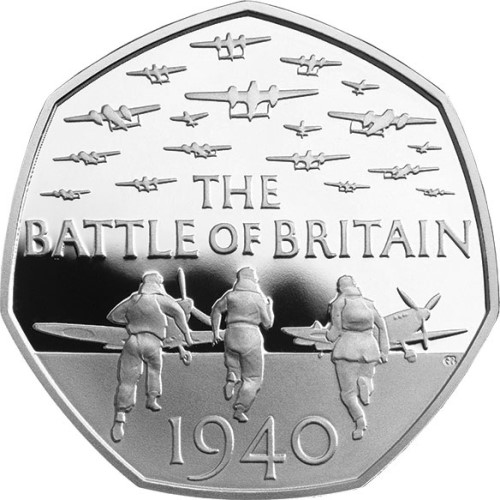50 Pence - Elizabeth II 4th portrait; Battle of Britain, Silver Proof reverse