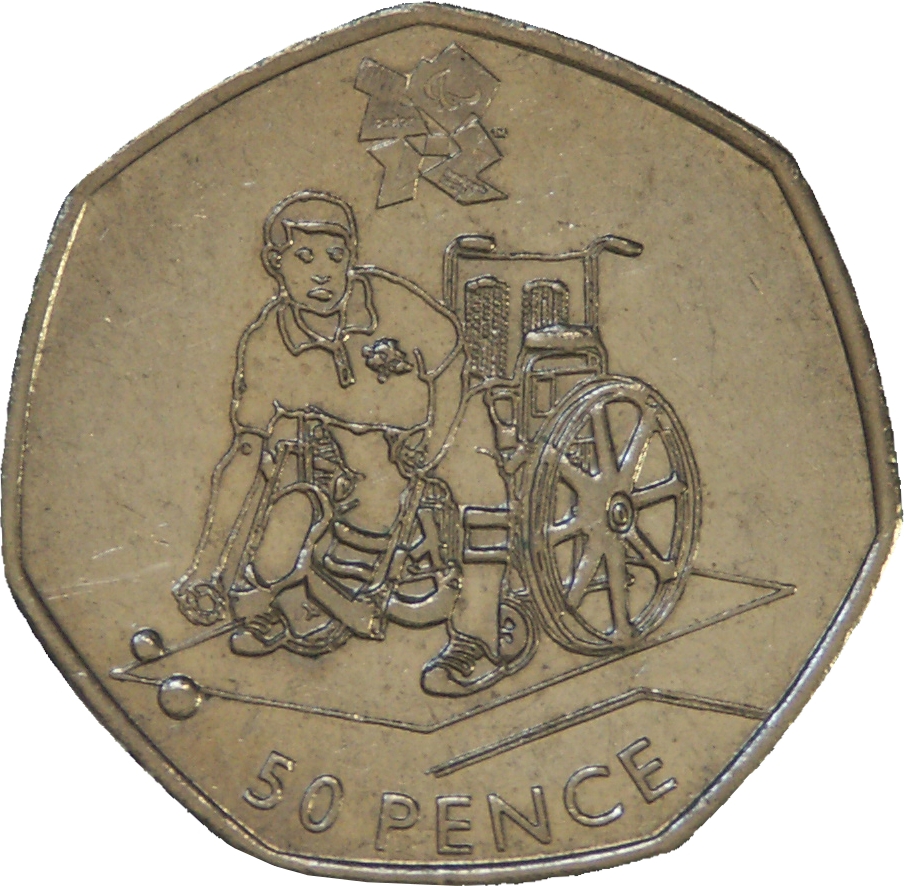 50 Pence - Elizabeth II 4th portrait; Boccia reverse