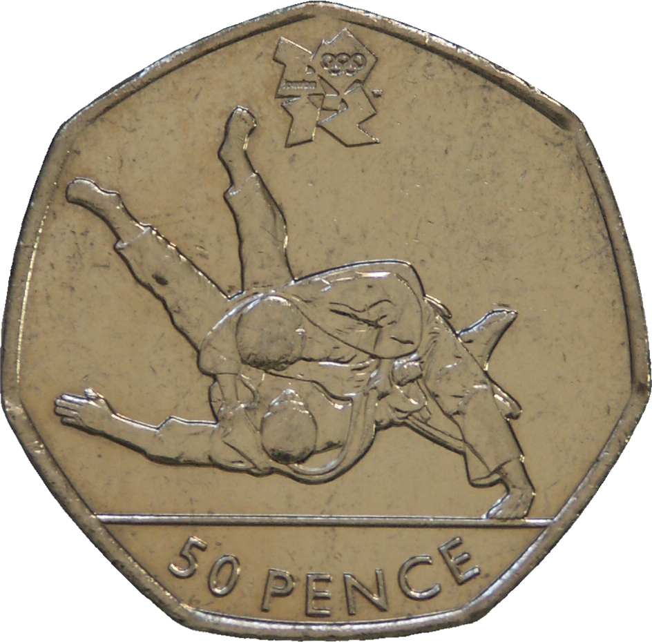 50 Pence - Elizabeth II 4th portrait; Judo reverse