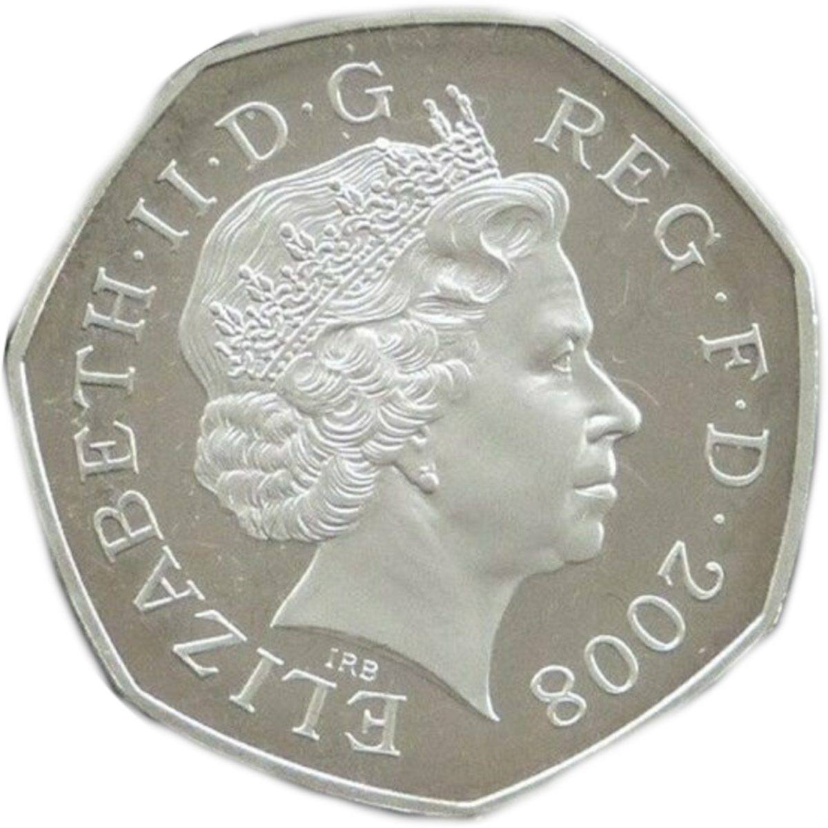 50 Pence - Elizabeth II 4th portrait; Royal Shield Platinum Proof obverse