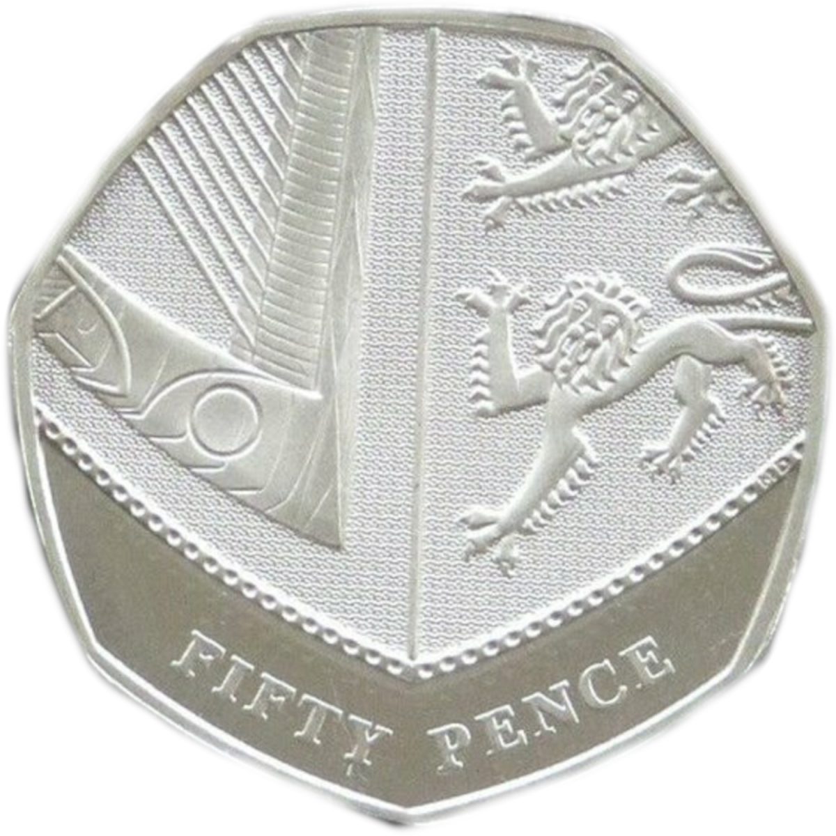 50 Pence - Elizabeth II 4th portrait; Royal Shield; Platinum Proof