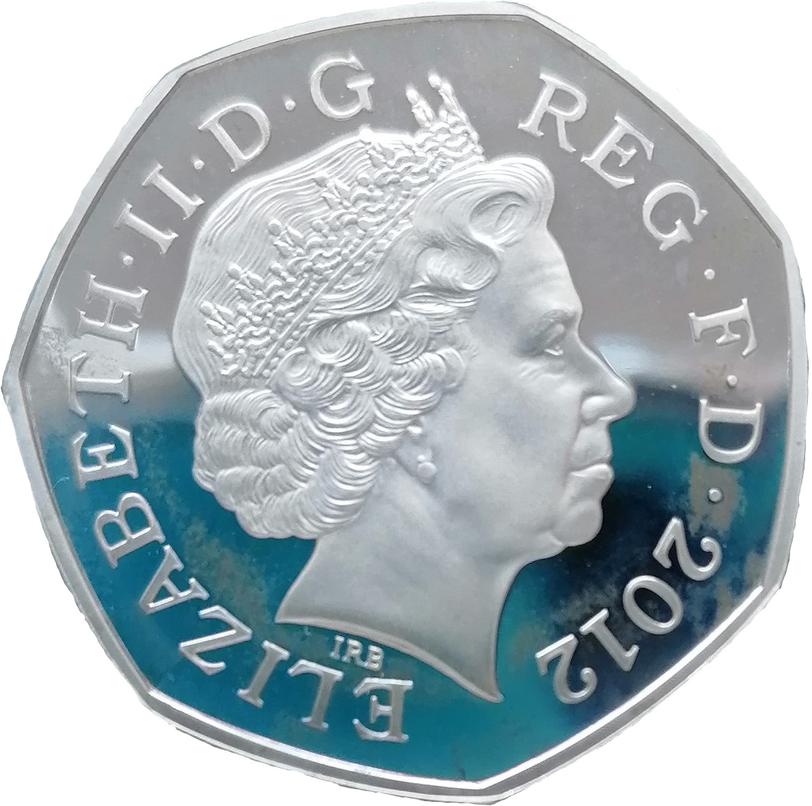 50 Pence - Elizabeth II 4th portrait; Royal Shield, Silver Proof obverse