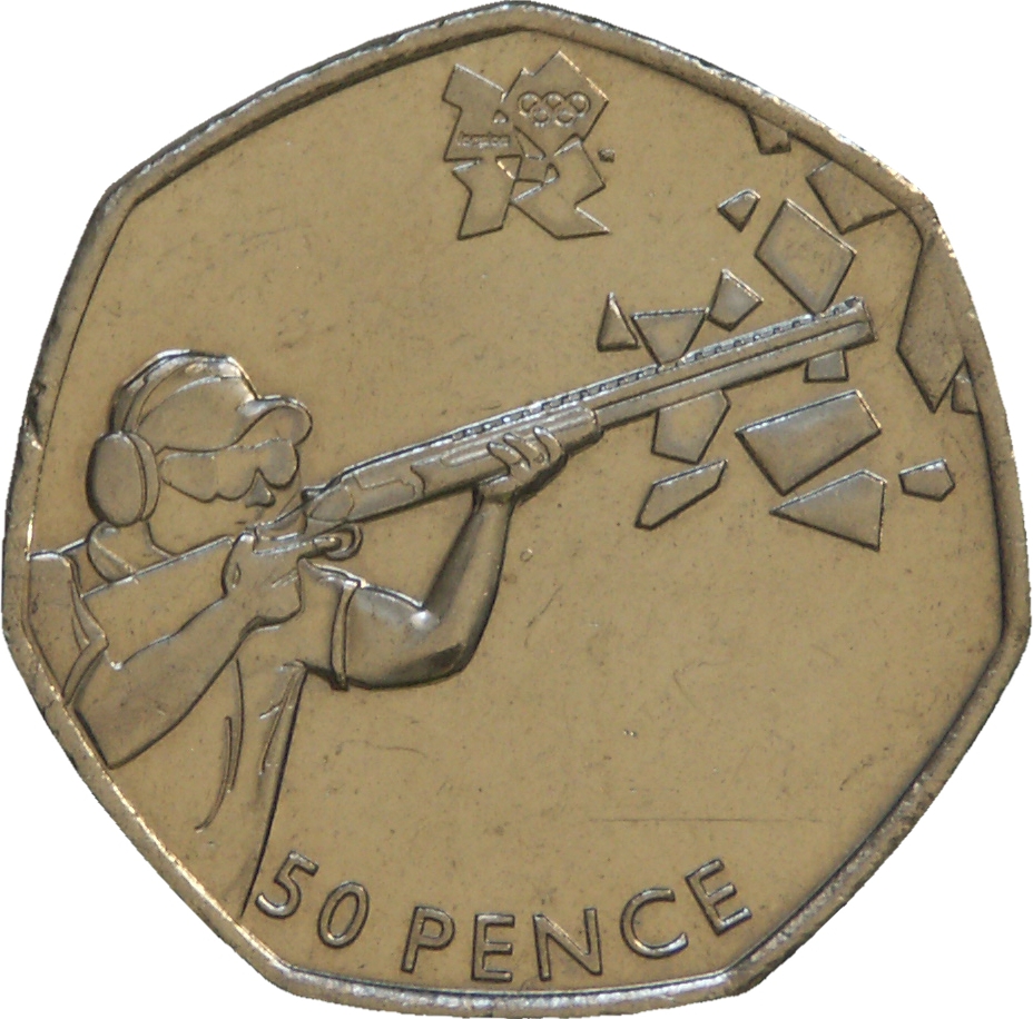 50 Pence - Elizabeth II 4th portrait; Shooting reverse