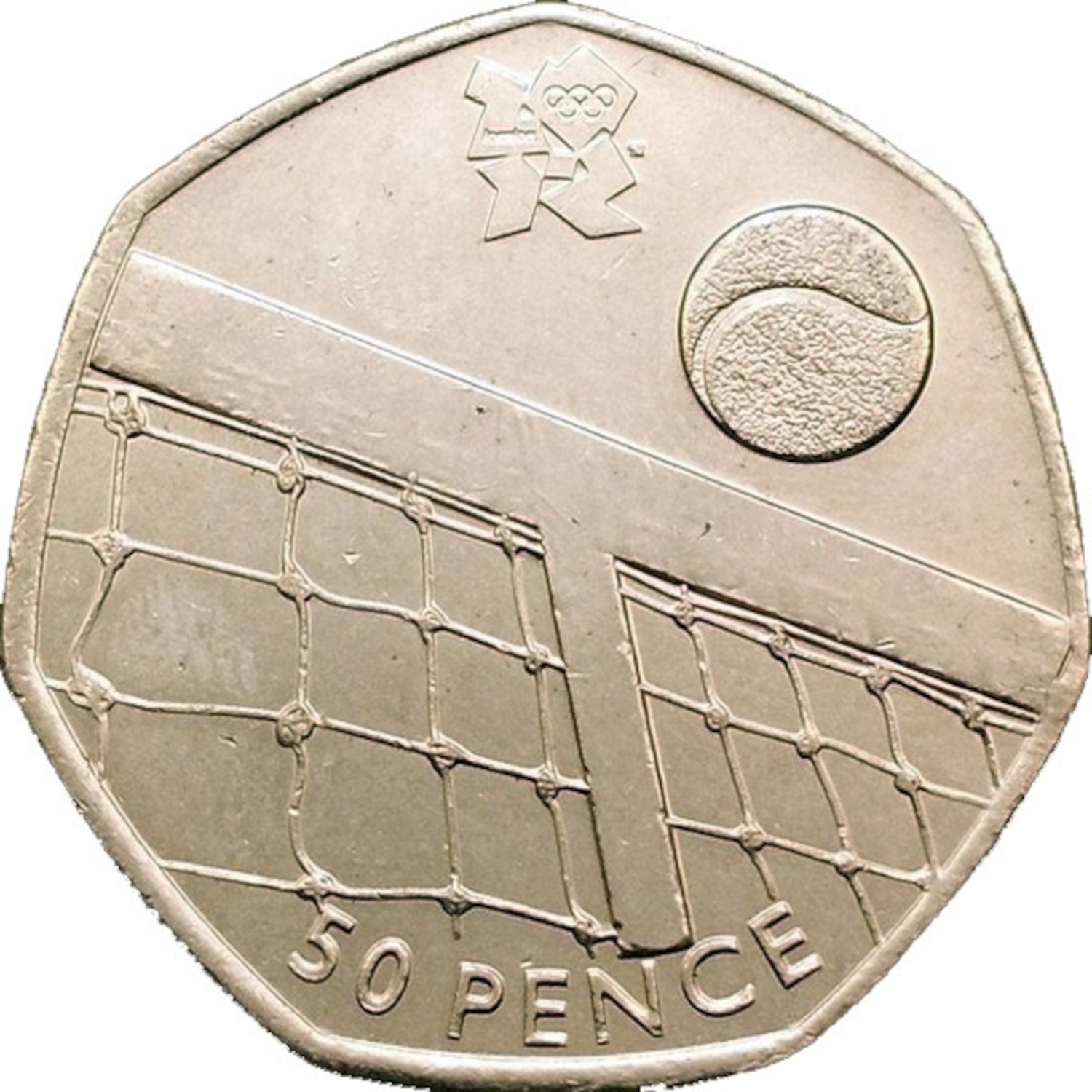 50 Pence - Elizabeth II 4th portrait; Tennis reverse