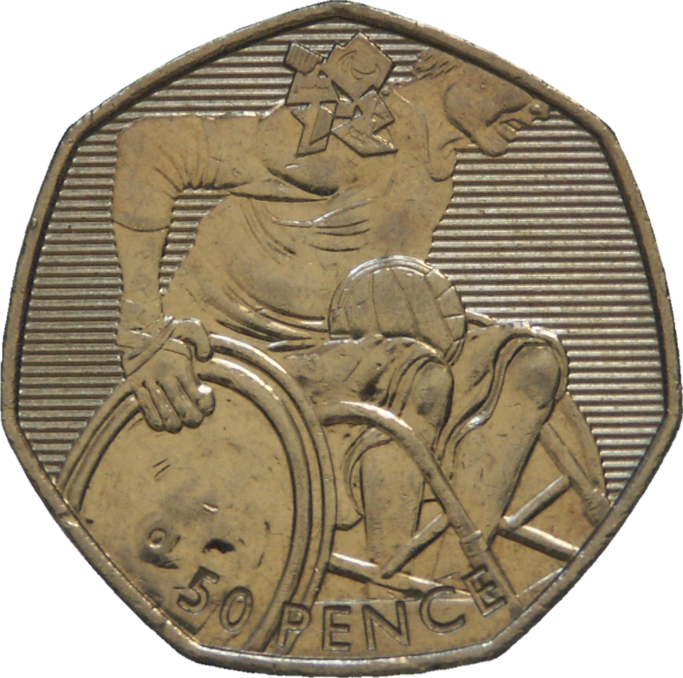 50 Pence - Elizabeth II 4th portrait; Wheelchair Rugby reverse