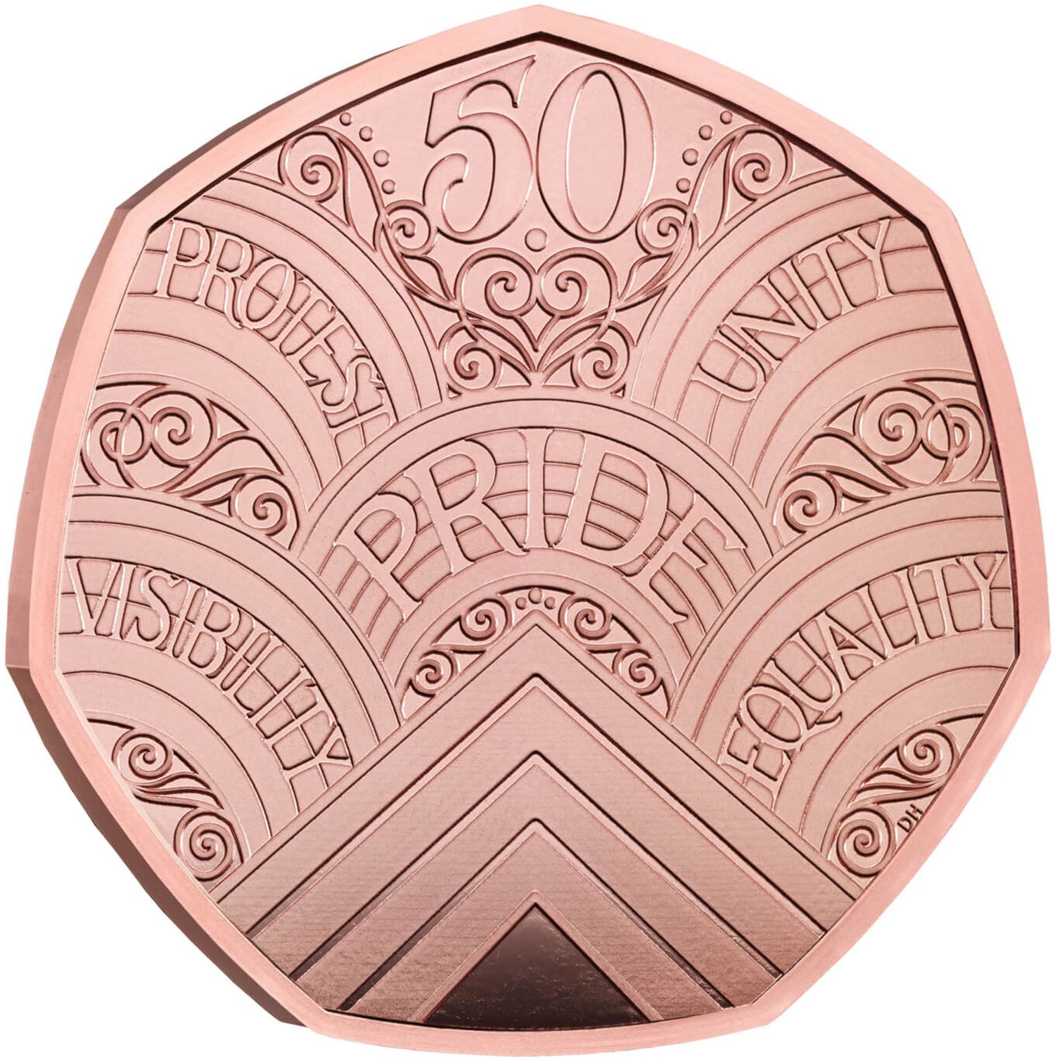 50 Pence - Elizabeth II 50 years of Pride UK; Gold Proof reverse