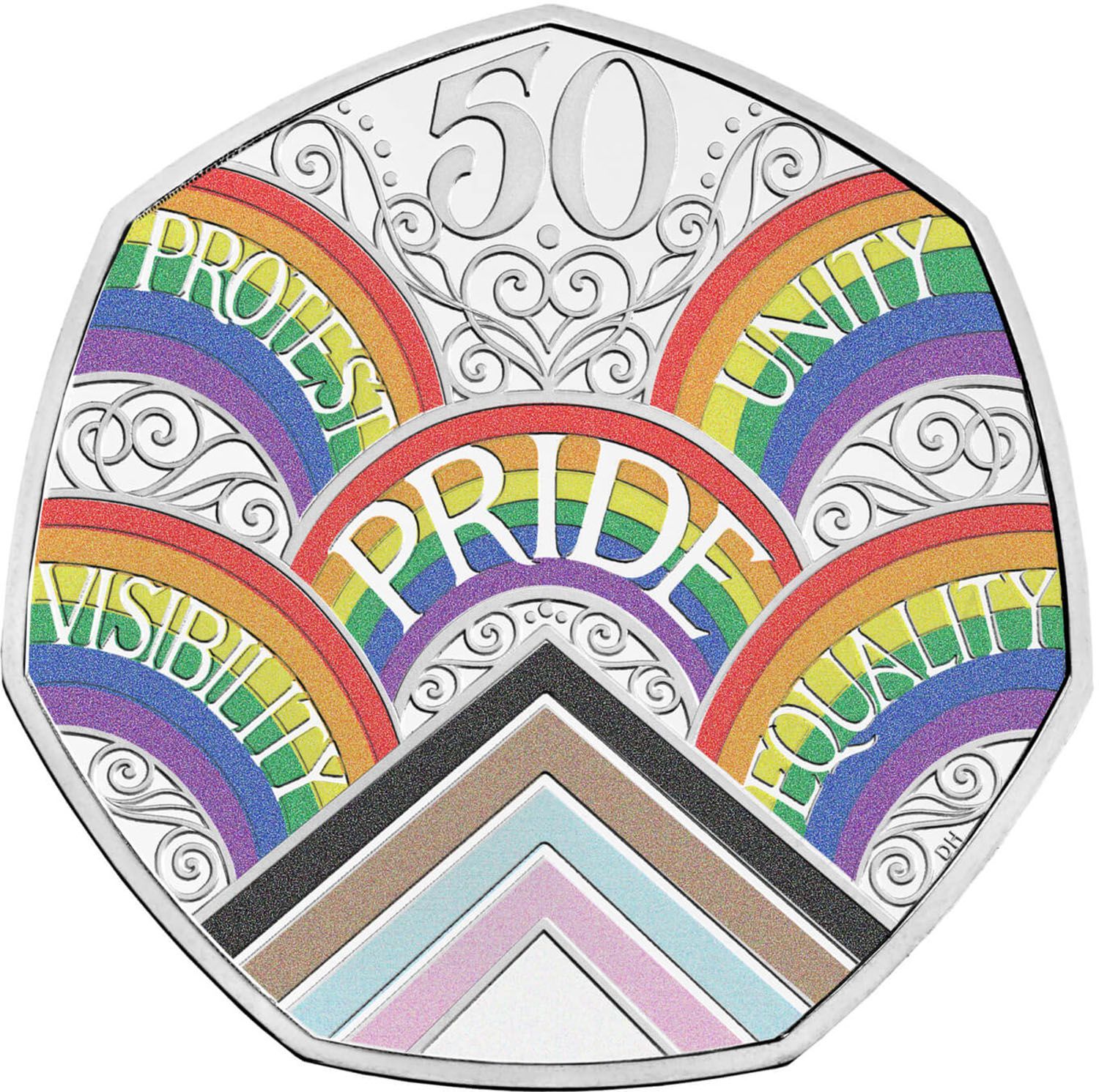 50 Pence - Elizabeth II 50 years of Pride UK; Silver Proof reverse