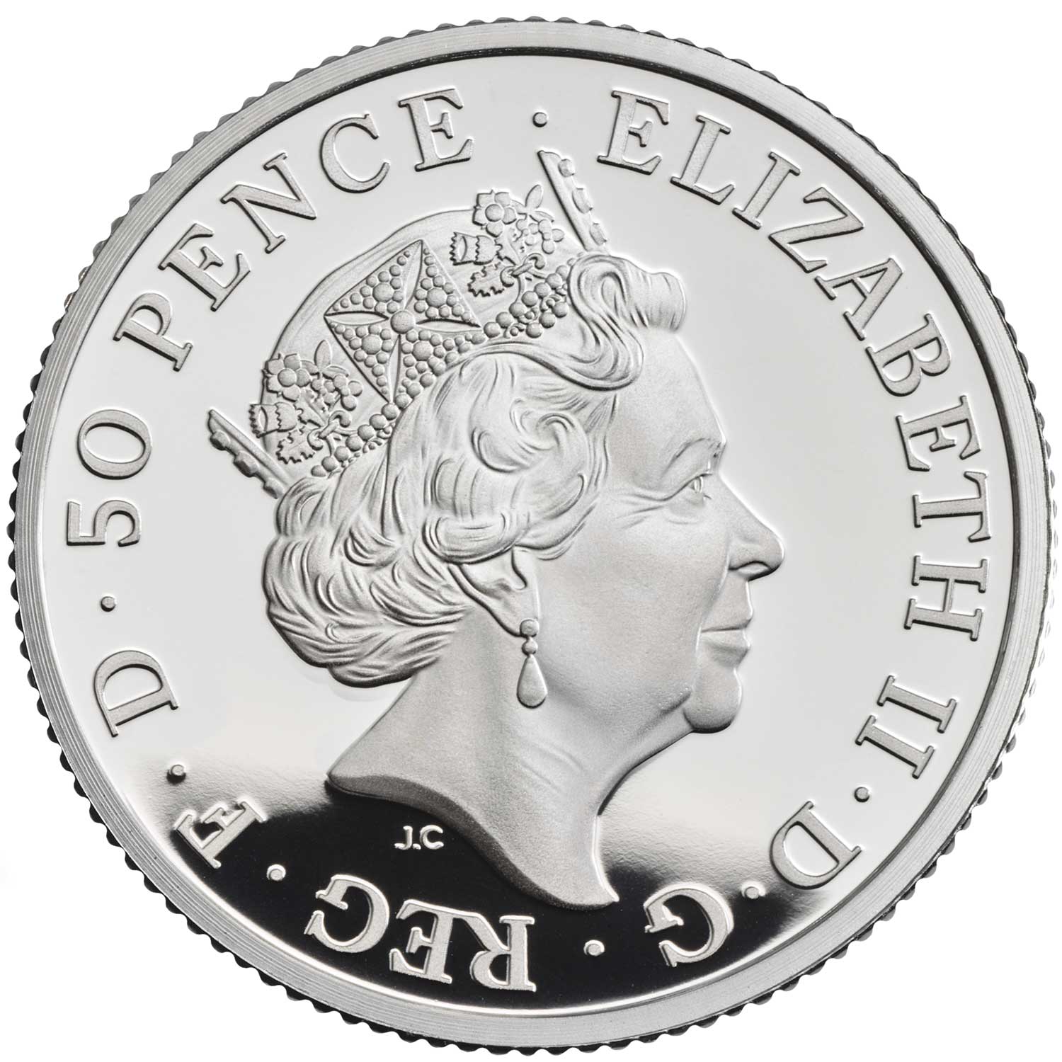 50 Pence - Elizabeth II 5th portrait; 1/4 oz Fine Silver obverse