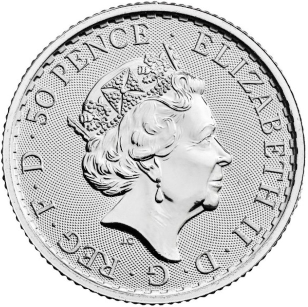 50 Pence - Elizabeth II 5th portrait; 1/4 oz Fine Silver obverse