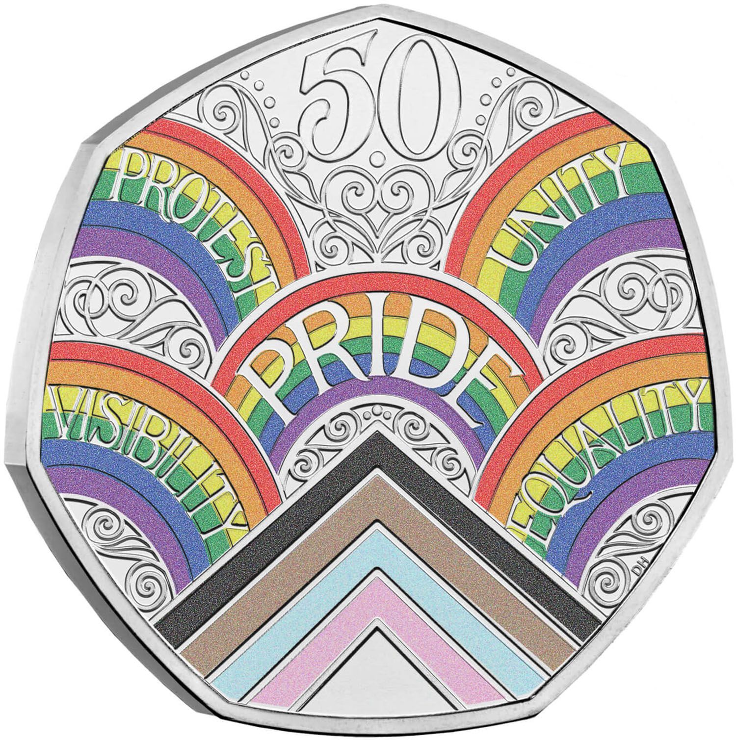 50 Pence - Elizabeth II 5th portrait; 50 years of Pride UK reverse