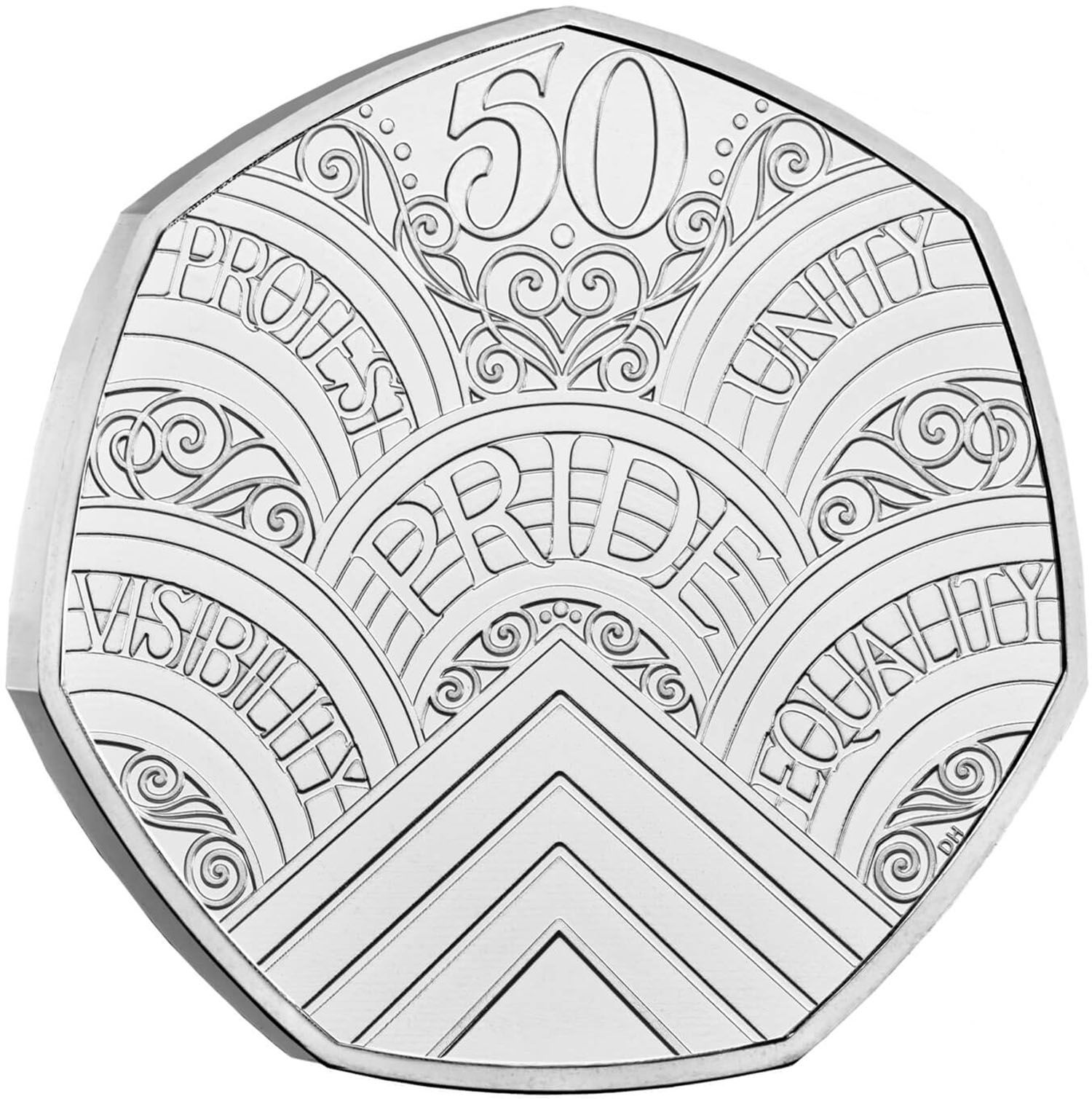 50 Pence - Elizabeth II 5th portrait; 50 years of Pride UK reverse