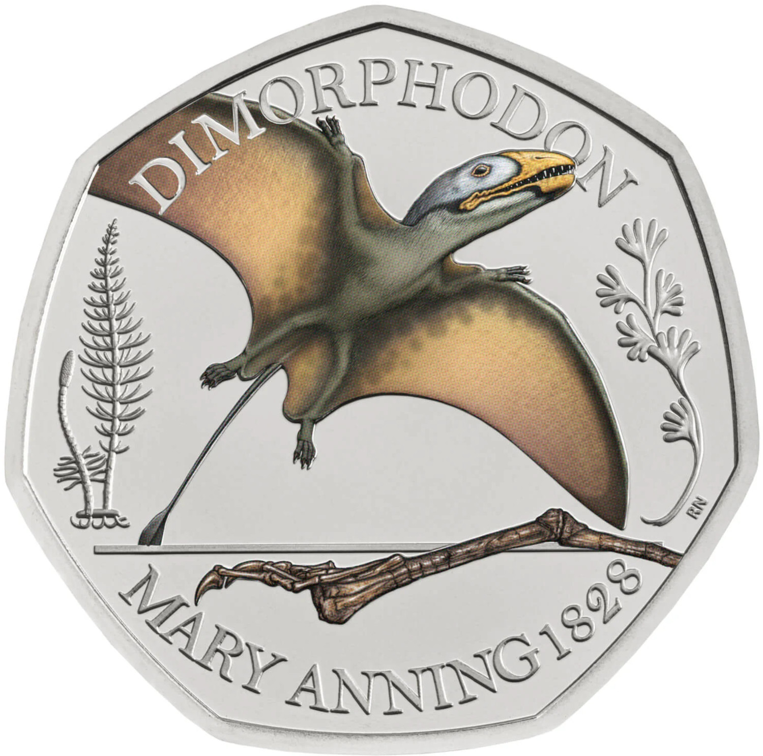 50 Pence - Elizabeth II 5th portrait; Dimorphodon reverse