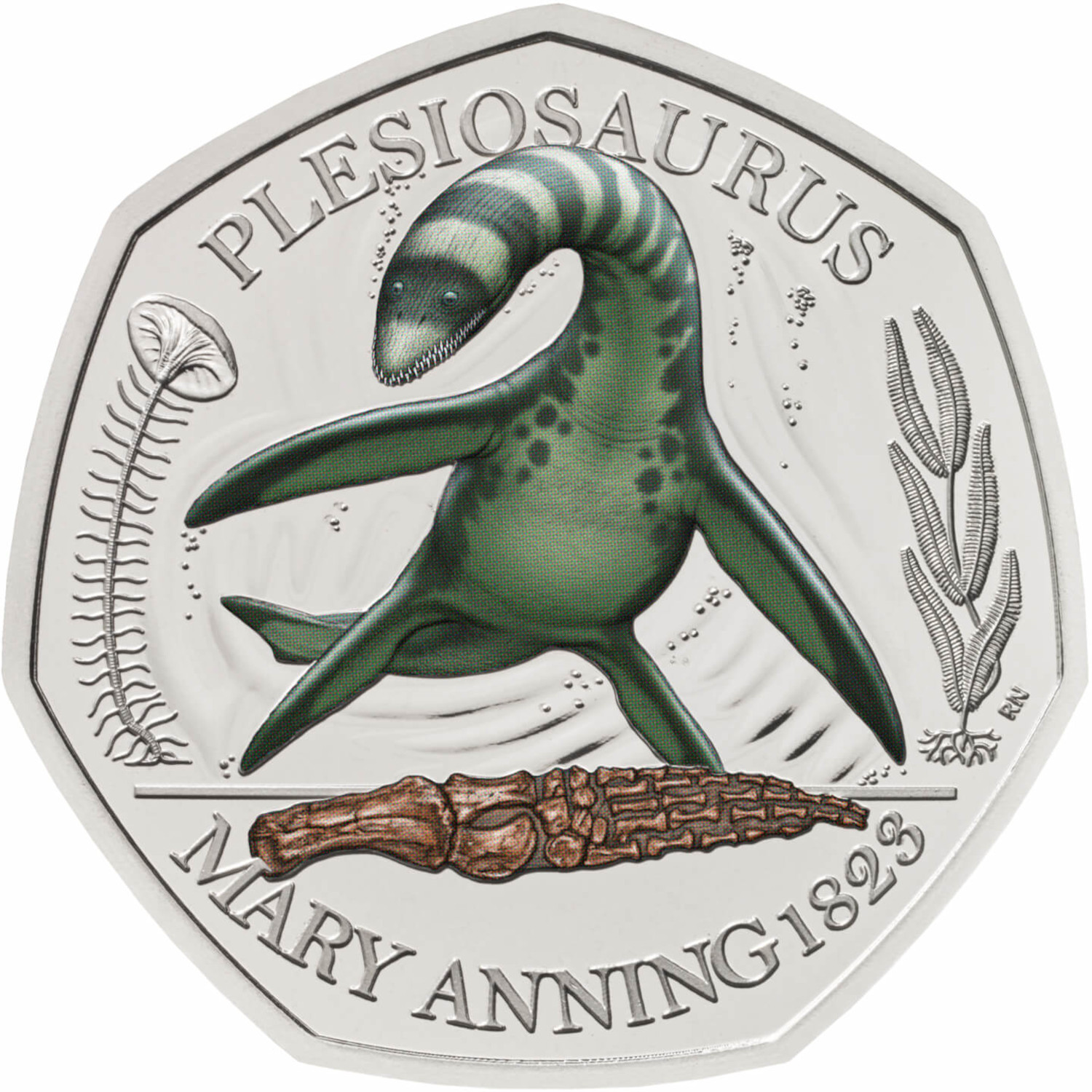 50 Pence - Elizabeth II 5th portrait; Plesiosaurus reverse
