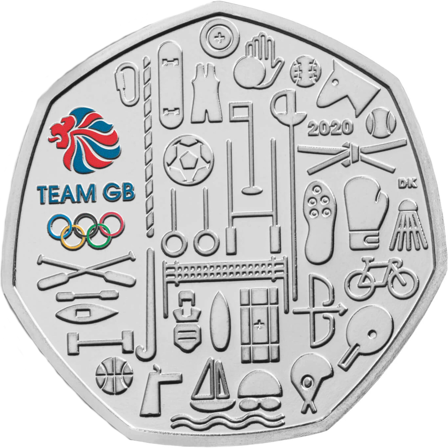 50 Pence - Elizabeth II 5th Portrait; Team GB Olympics 2020 reverse