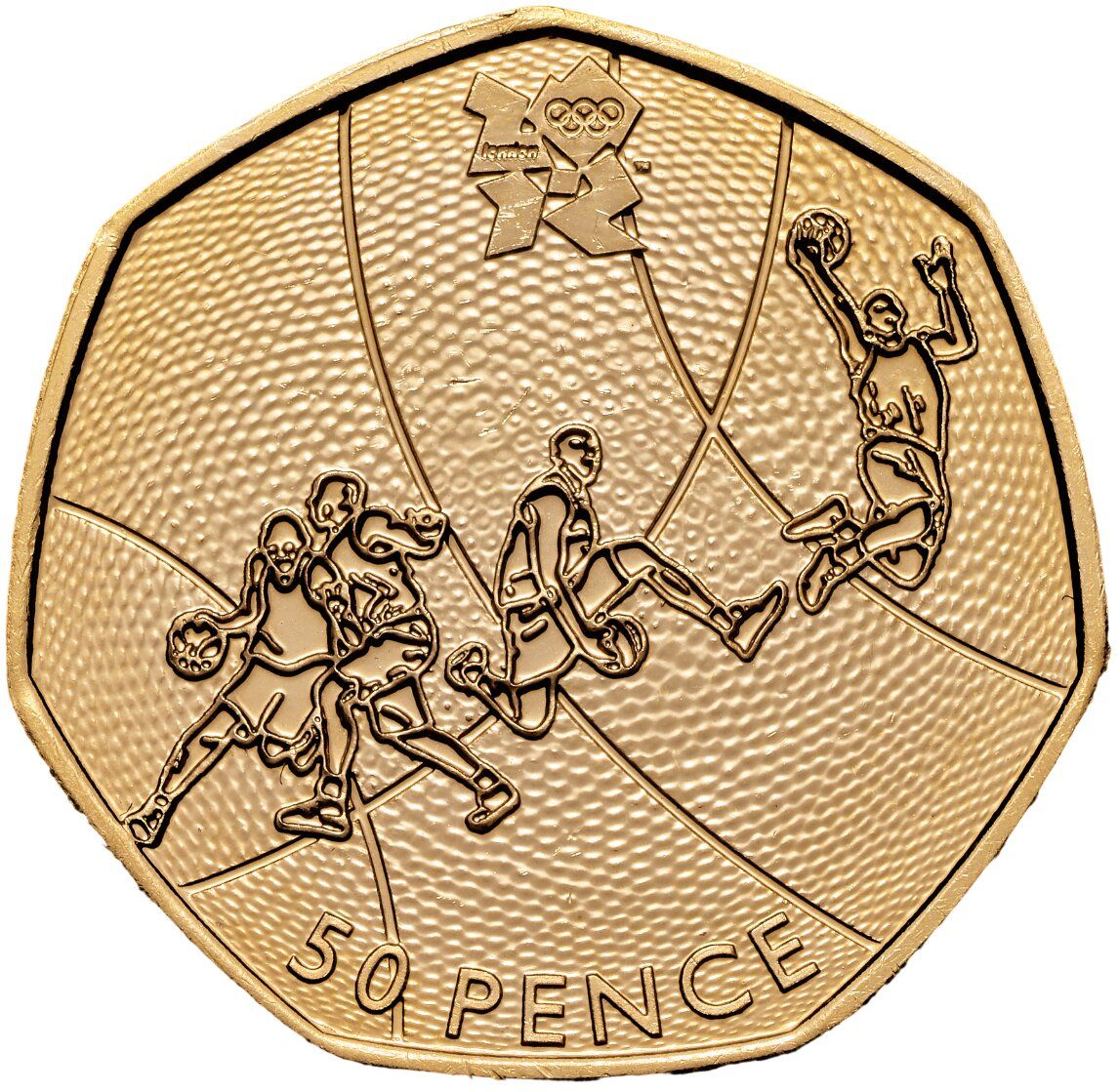 50 Pence - Elizabeth II Basketball; Gold Proof reverse