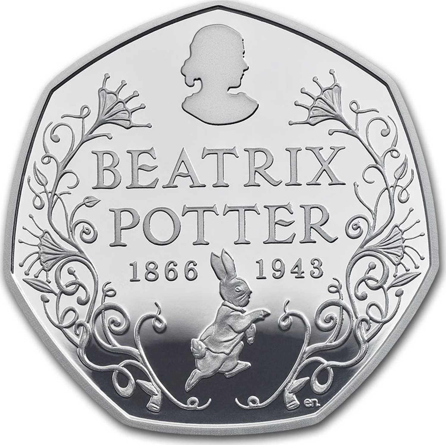 50 Pence - Elizabeth II Beatrix Potter; Silver Proof reverse