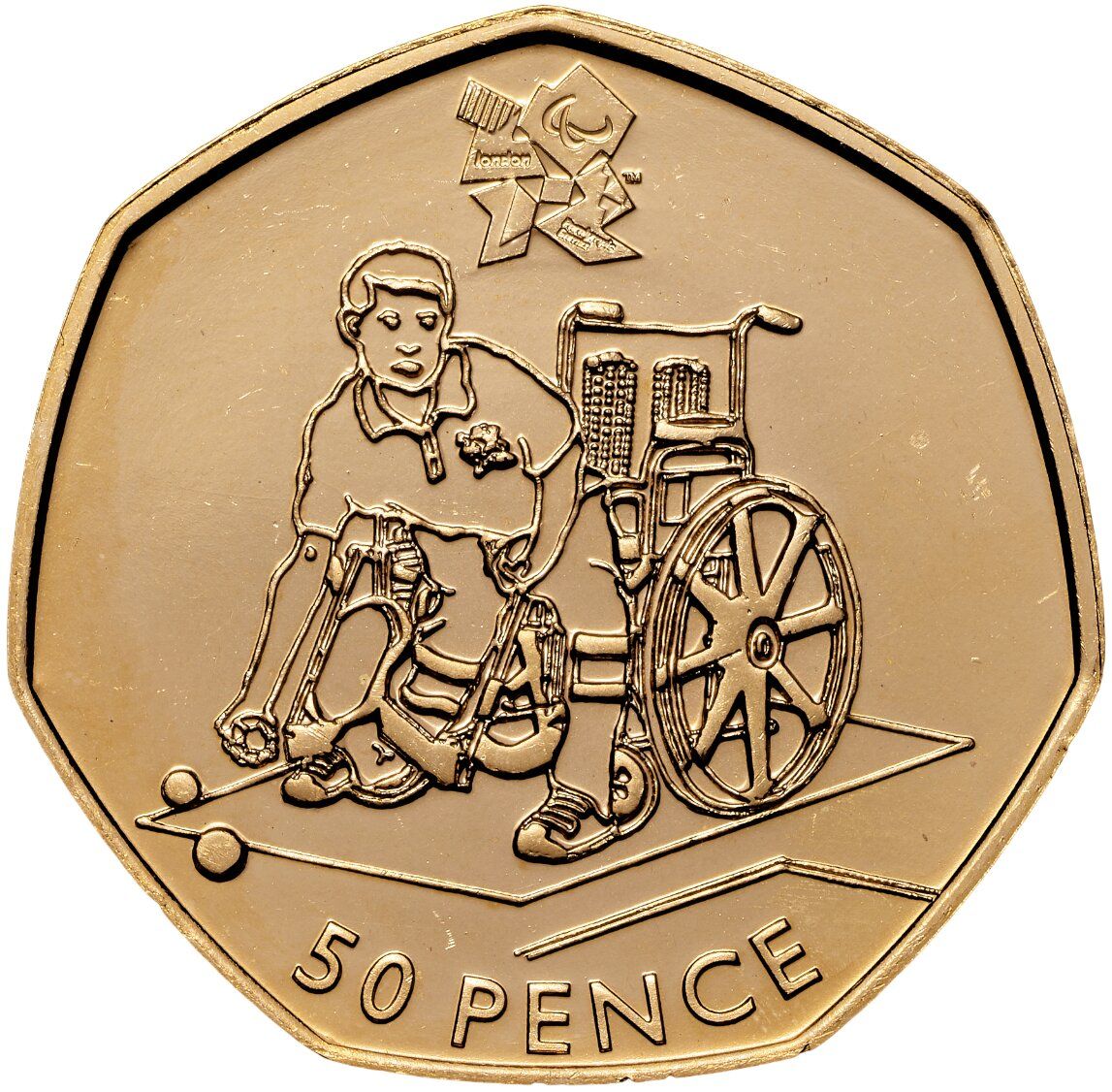 50 Pence - Elizabeth II Boccia; Gold Proof reverse