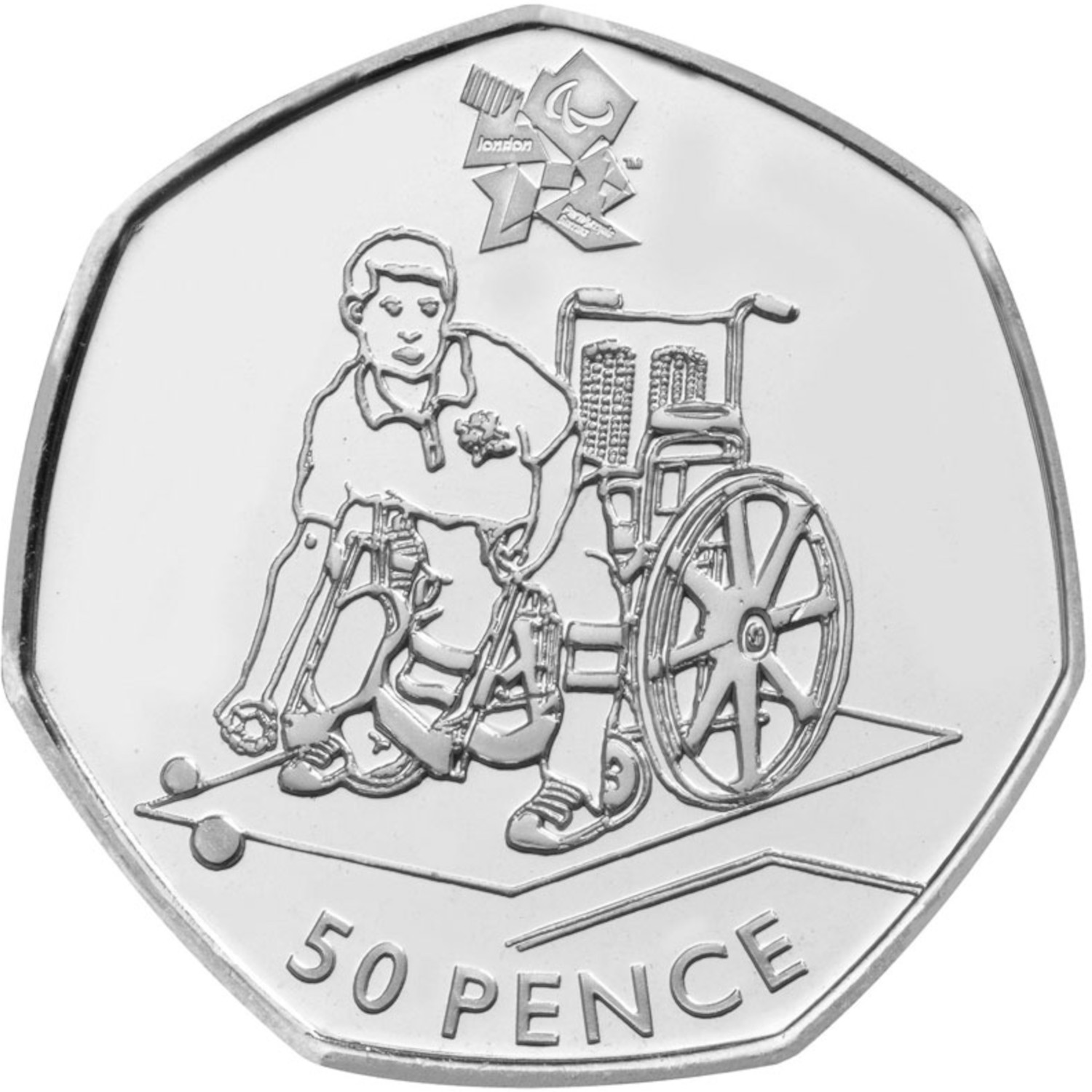 50 Pence - Elizabeth II Boccia; Silver reverse