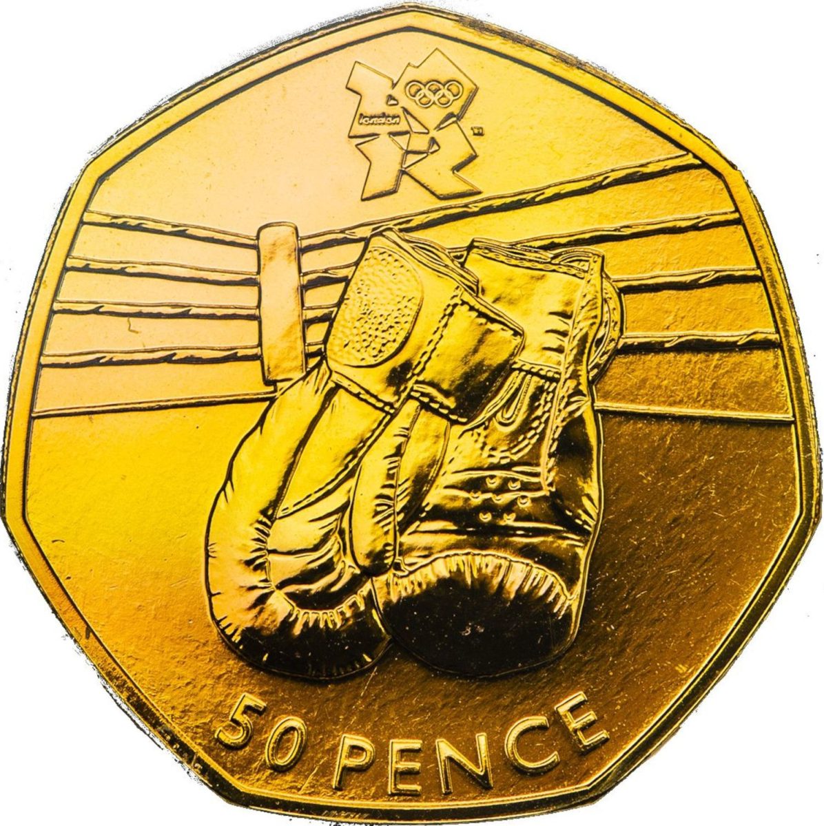 50 Pence - Elizabeth II Boxing; Gold Piedfort reverse