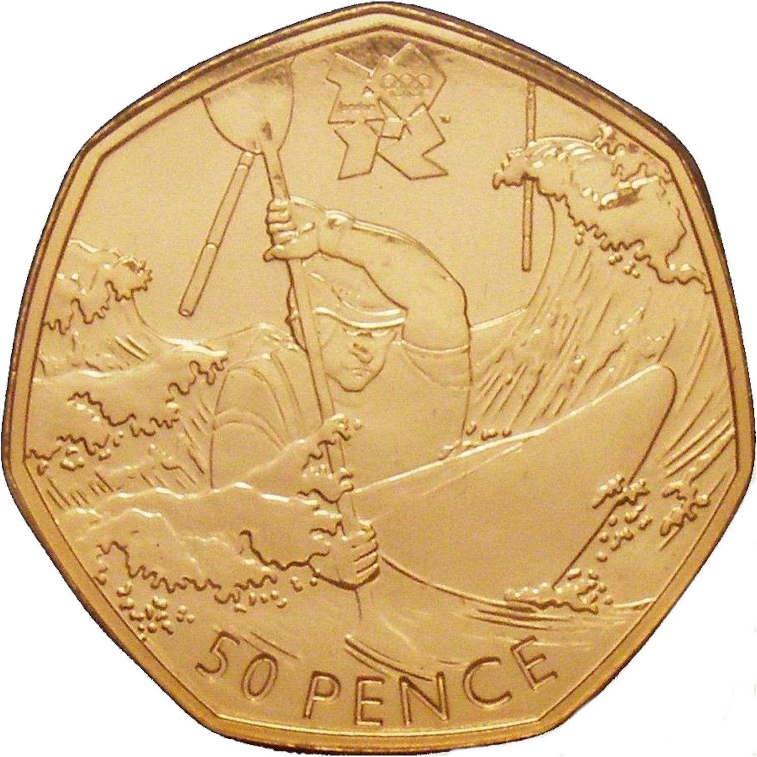 50 Pence - Elizabeth II Canoeing; Gold Proof reverse