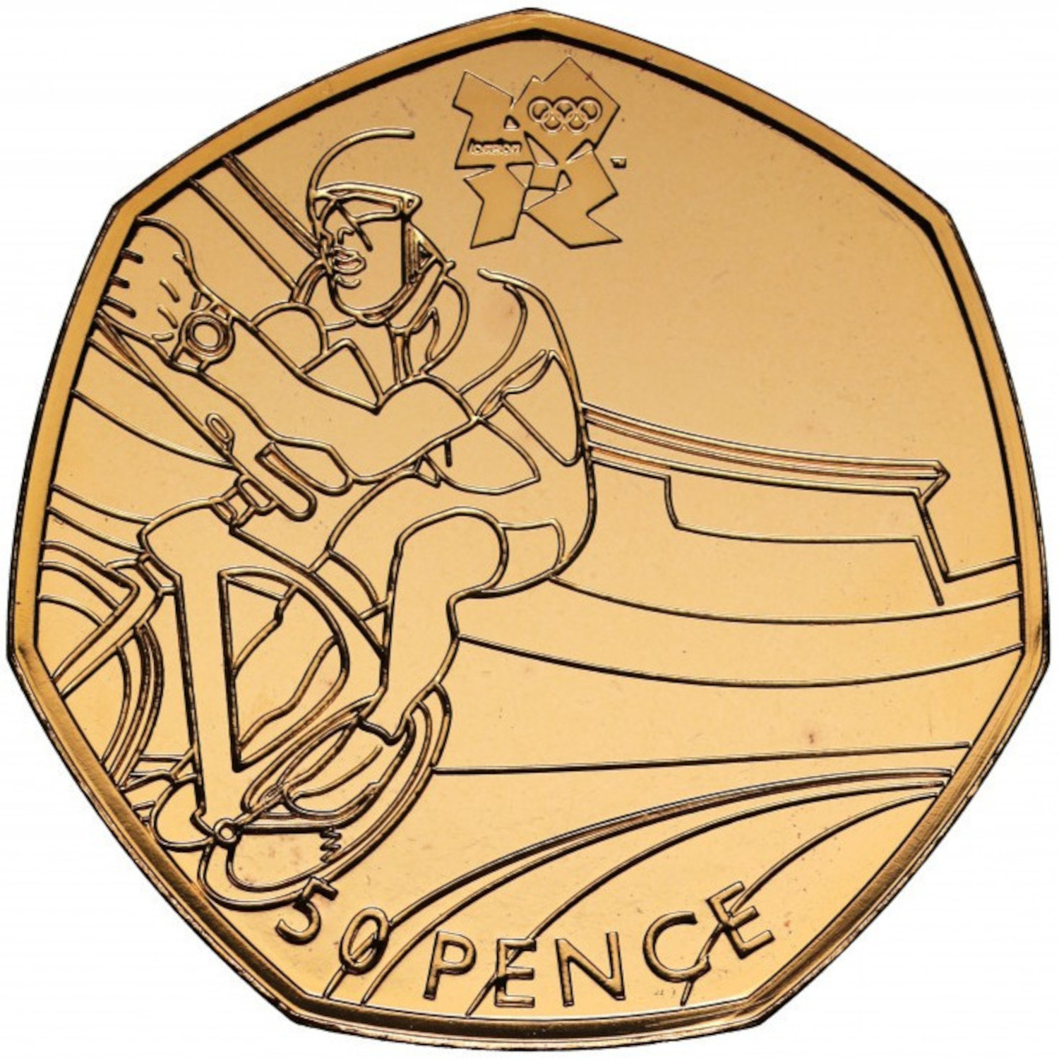 50 Pence - Elizabeth II Cycling; Gold Proof reverse