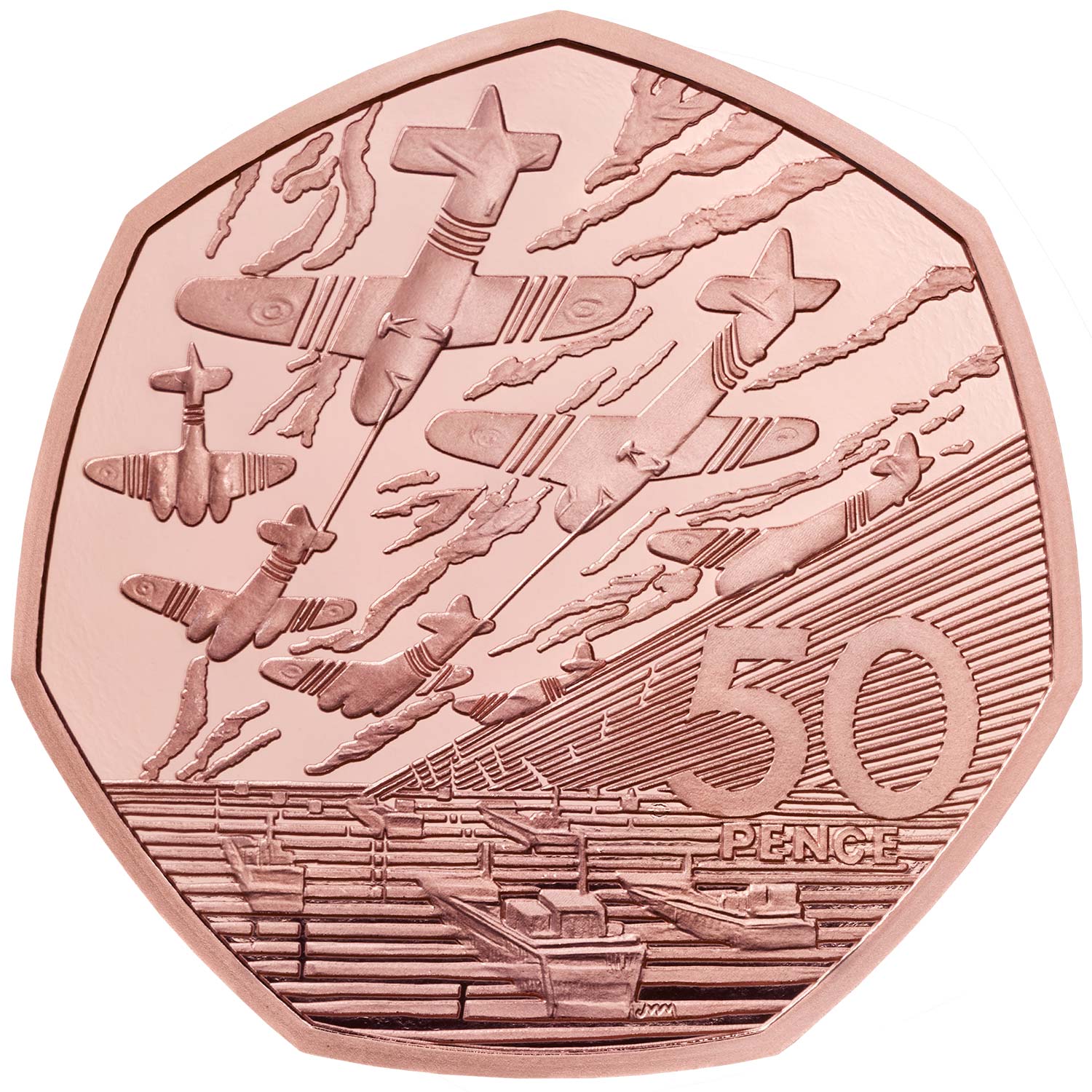 50 Pence - Elizabeth II D-Day Anniversary; Gold Piedfort reverse