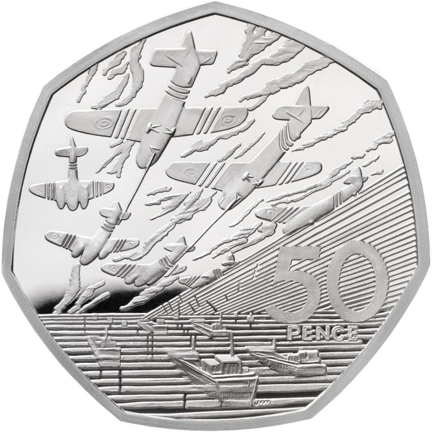 50 Pence - Elizabeth II D-Day Anniversary; Silver Proof reverse