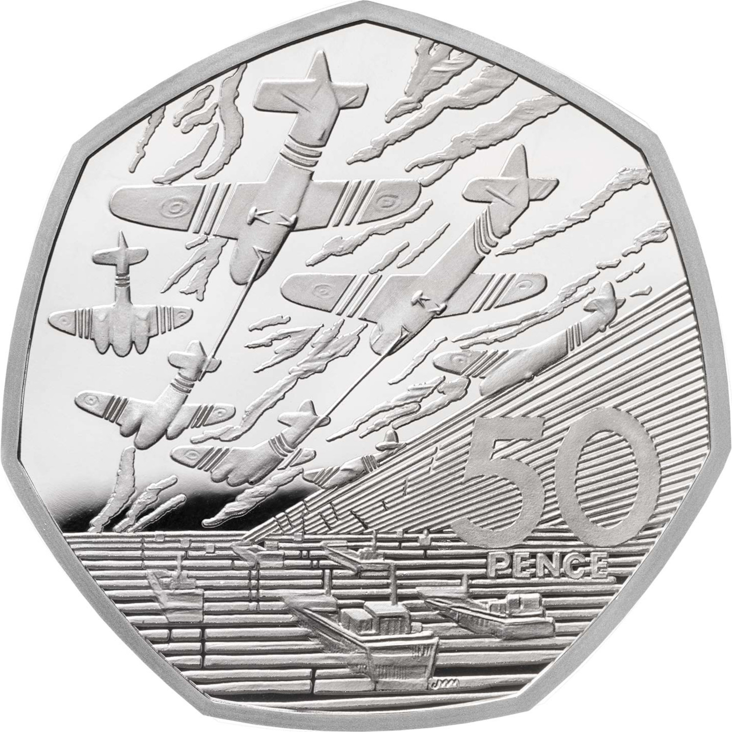 50 Pence - Elizabeth II D-Day Anniversary; Silver Proof reverse