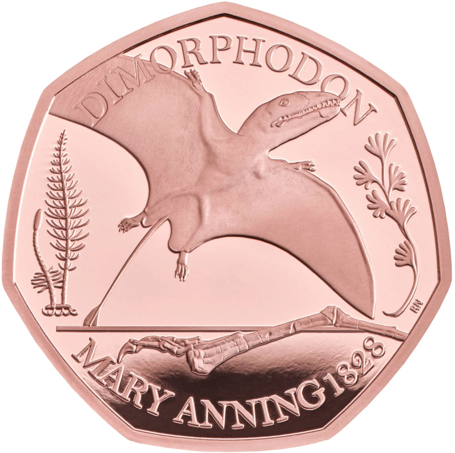 50 Pence - Elizabeth II Dimorphodon; Gold Proof reverse