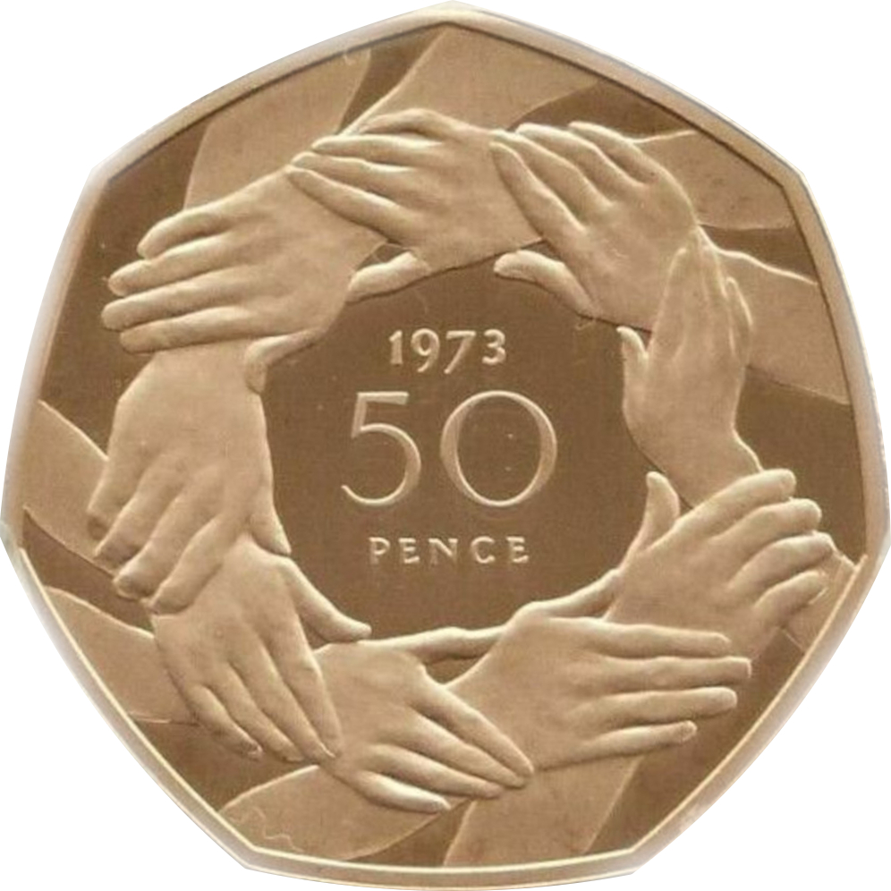 50 Pence - Elizabeth II EEC 50p Anniversary, Gold Piedfort reverse