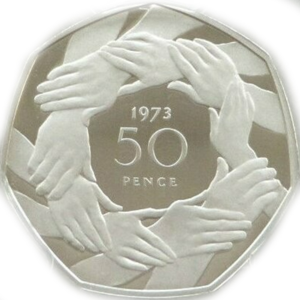 50 Pence - Elizabeth II EEC 50p Anniversary, Silver Proof reverse
