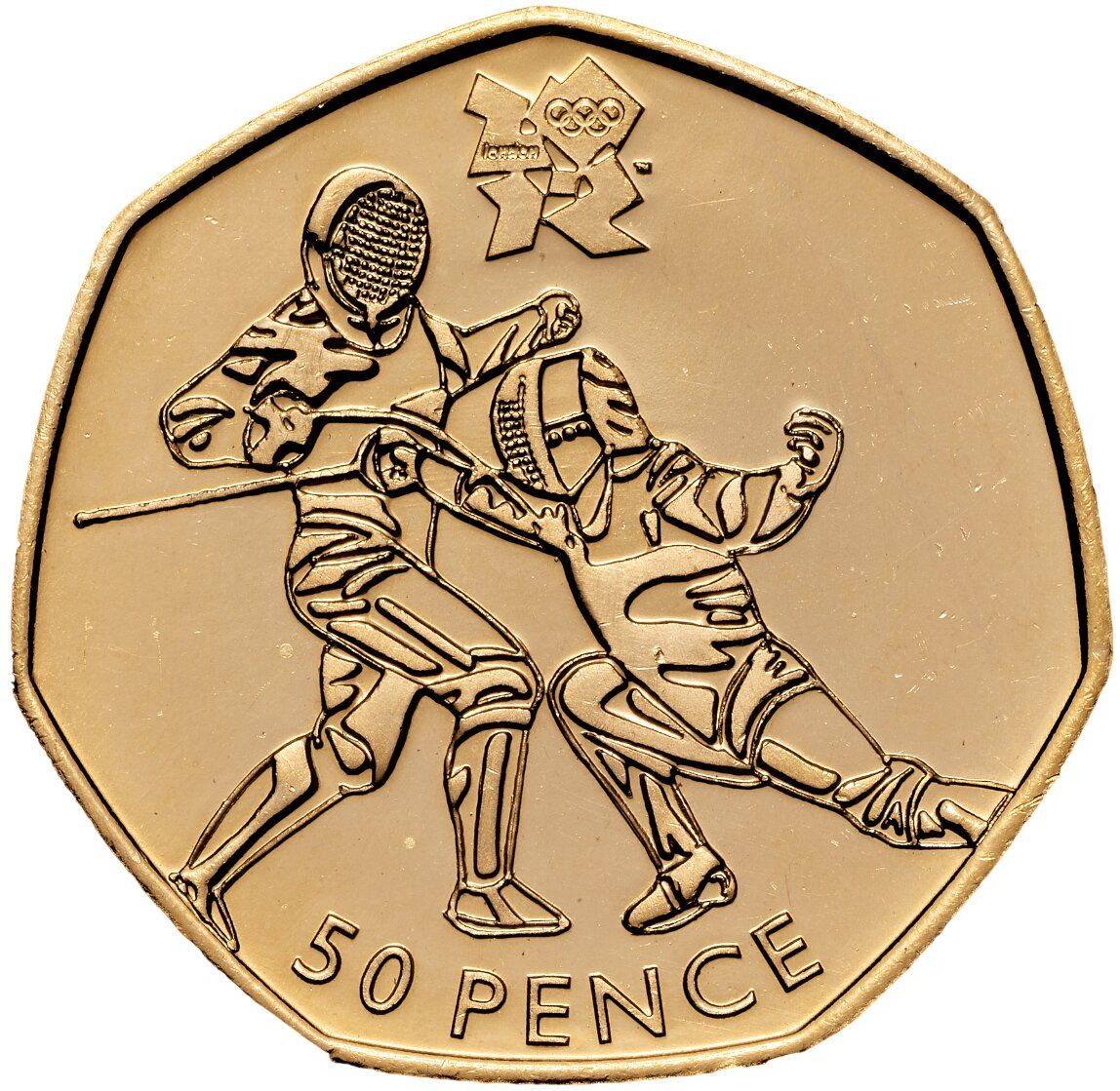 50 Pence - Elizabeth II Fencing; Gold Proof reverse