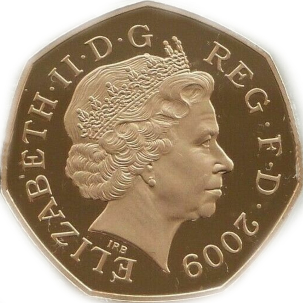 50 Pence - Elizabeth II Four Minute Mile; Gold Piedfort obverse
