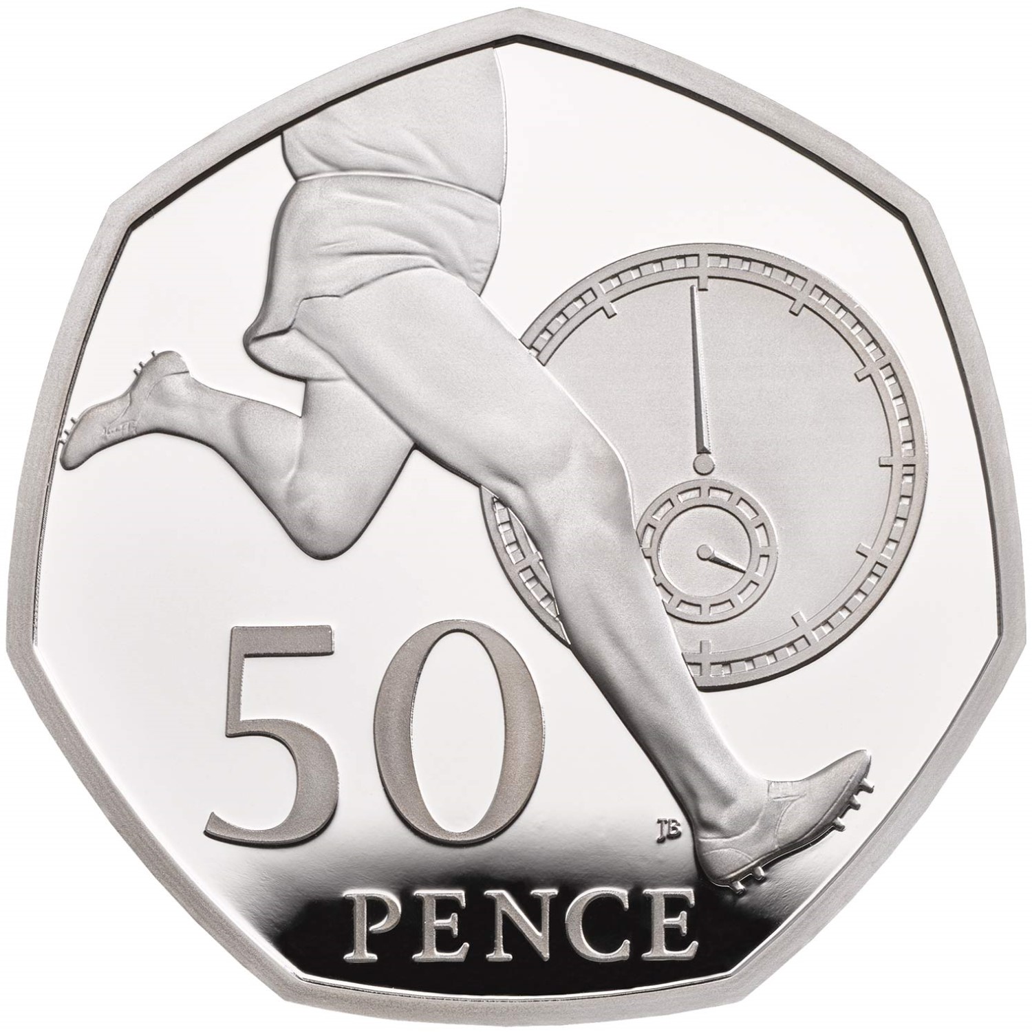 50 Pence - Elizabeth II Four Minute Mile; Silver Piedfort reverse