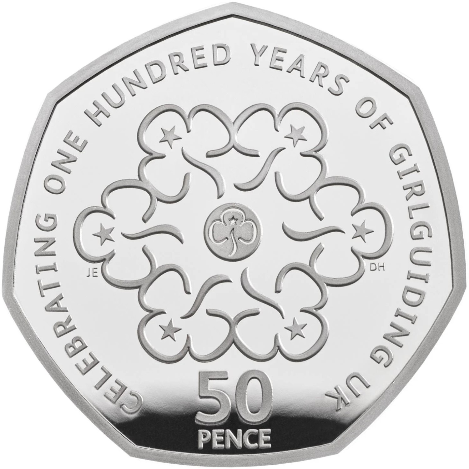 50 Pence - Elizabeth II Girlguiding; Silver Piedfort reverse