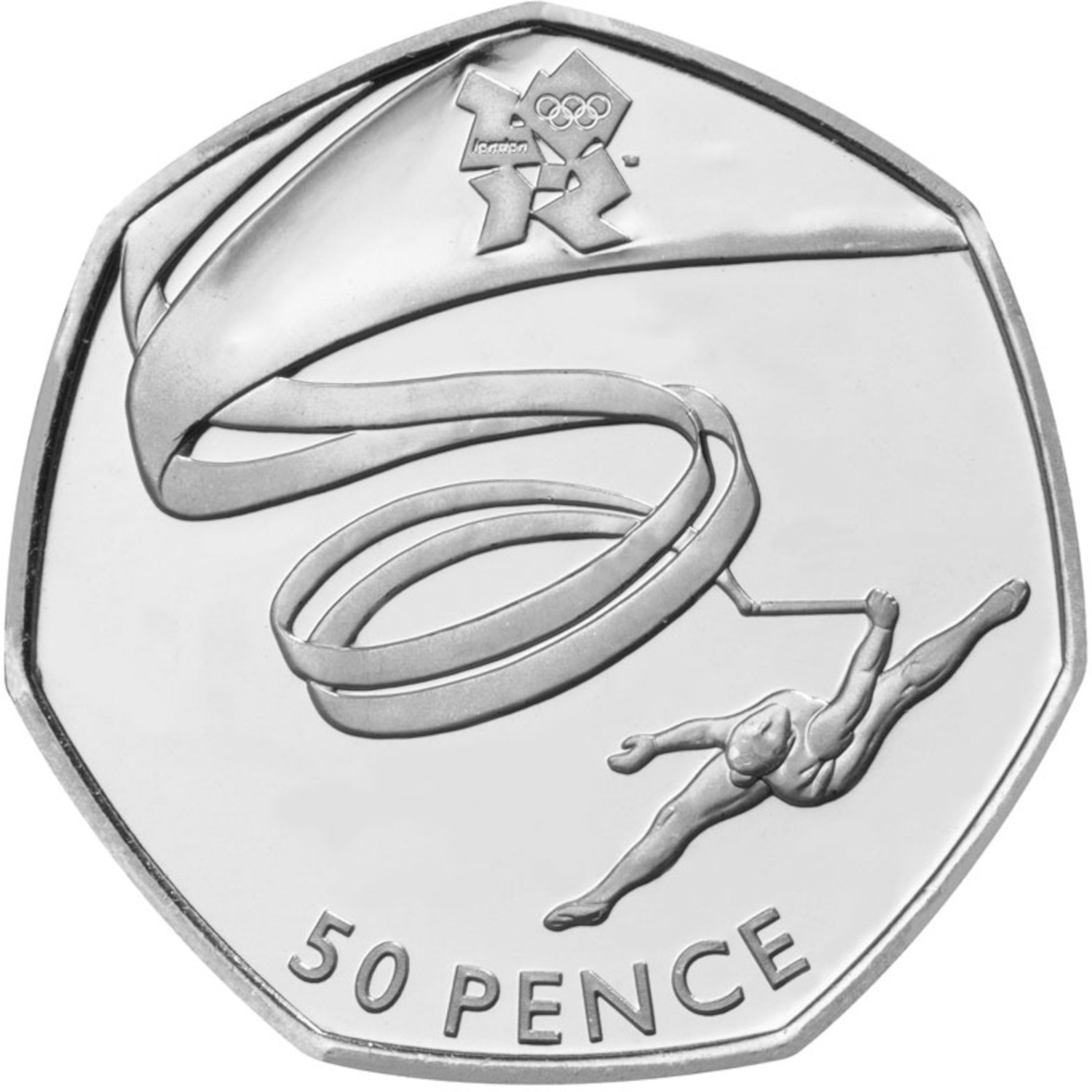 50 Pence - Elizabeth II Gymnastics; Silver reverse