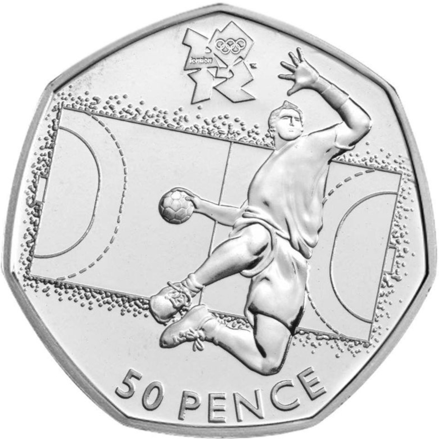 50 Pence - Elizabeth II Handball; Silver reverse