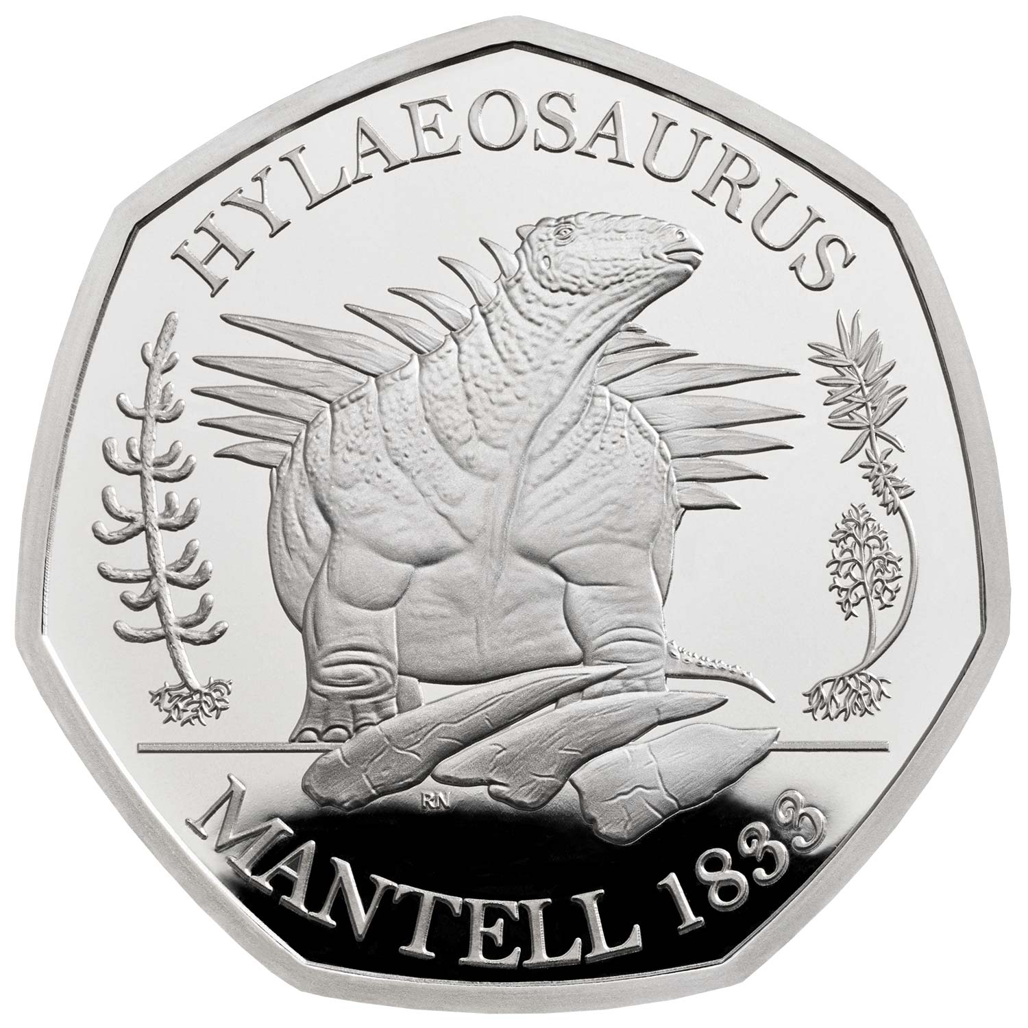 50 Pence - Elizabeth II Hylaeosaurus; Silver Proof reverse