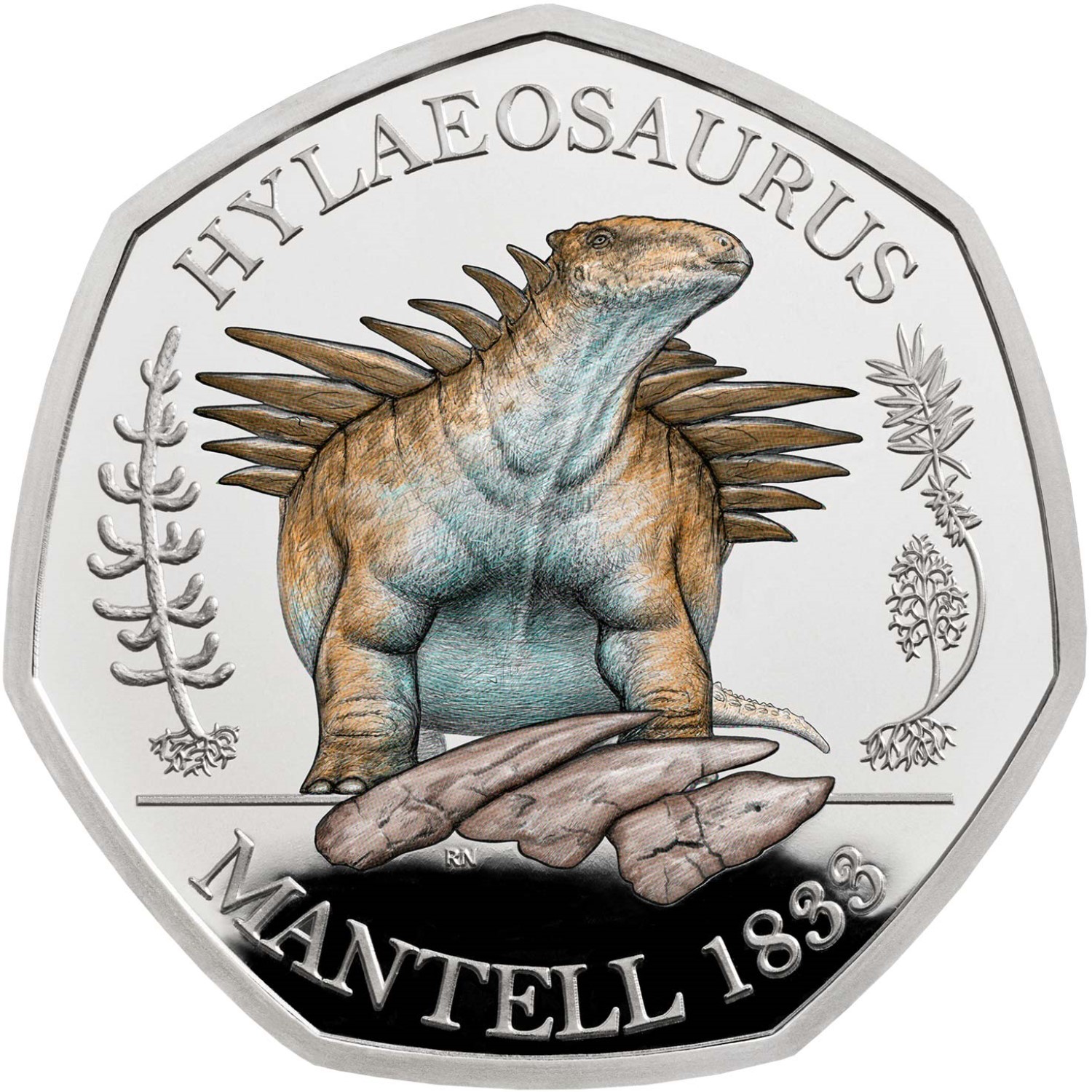 50 Pence - Elizabeth II Hylaeosaurus; Silver Proof reverse