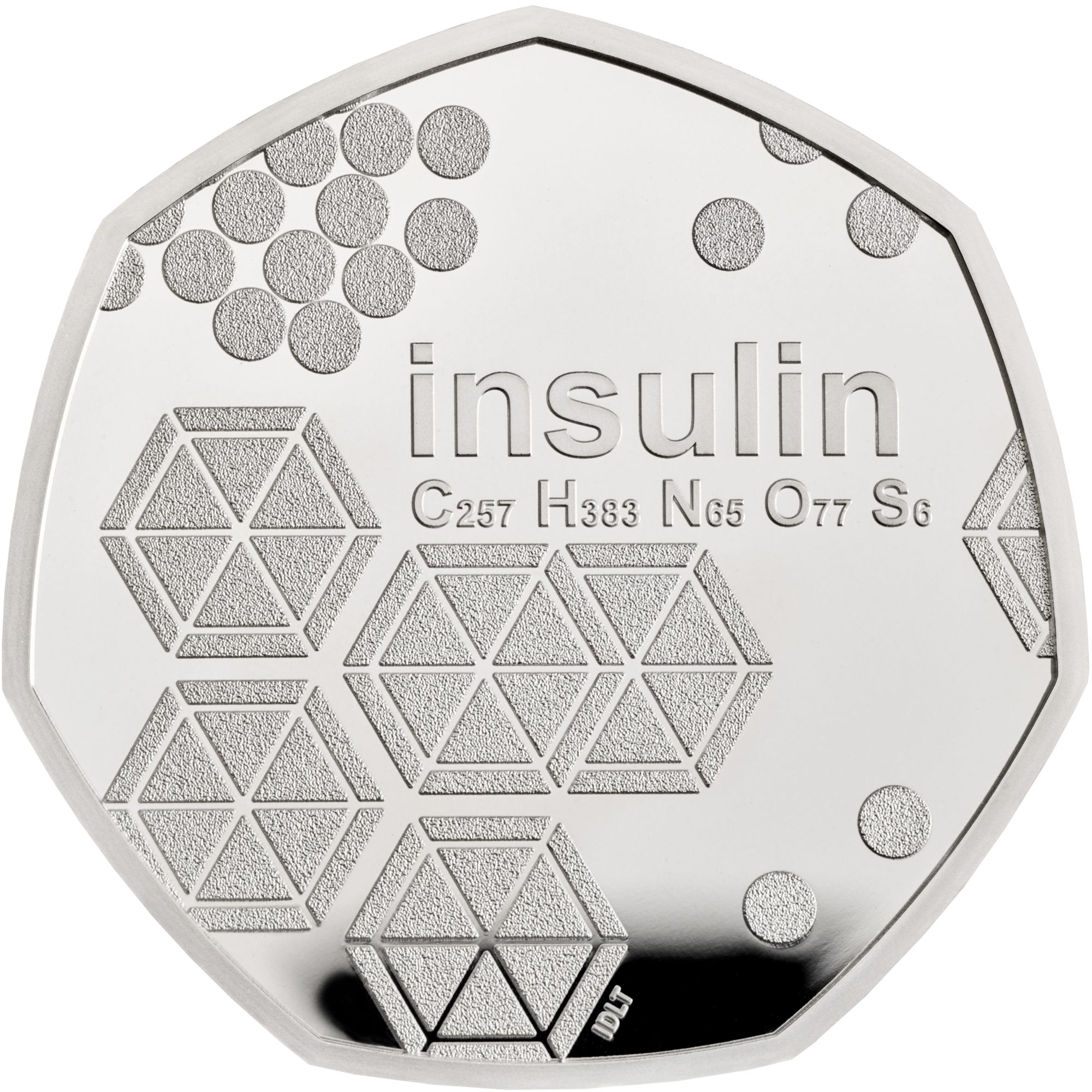 50 Pence - Elizabeth II Insulin; Silver Piedfort reverse