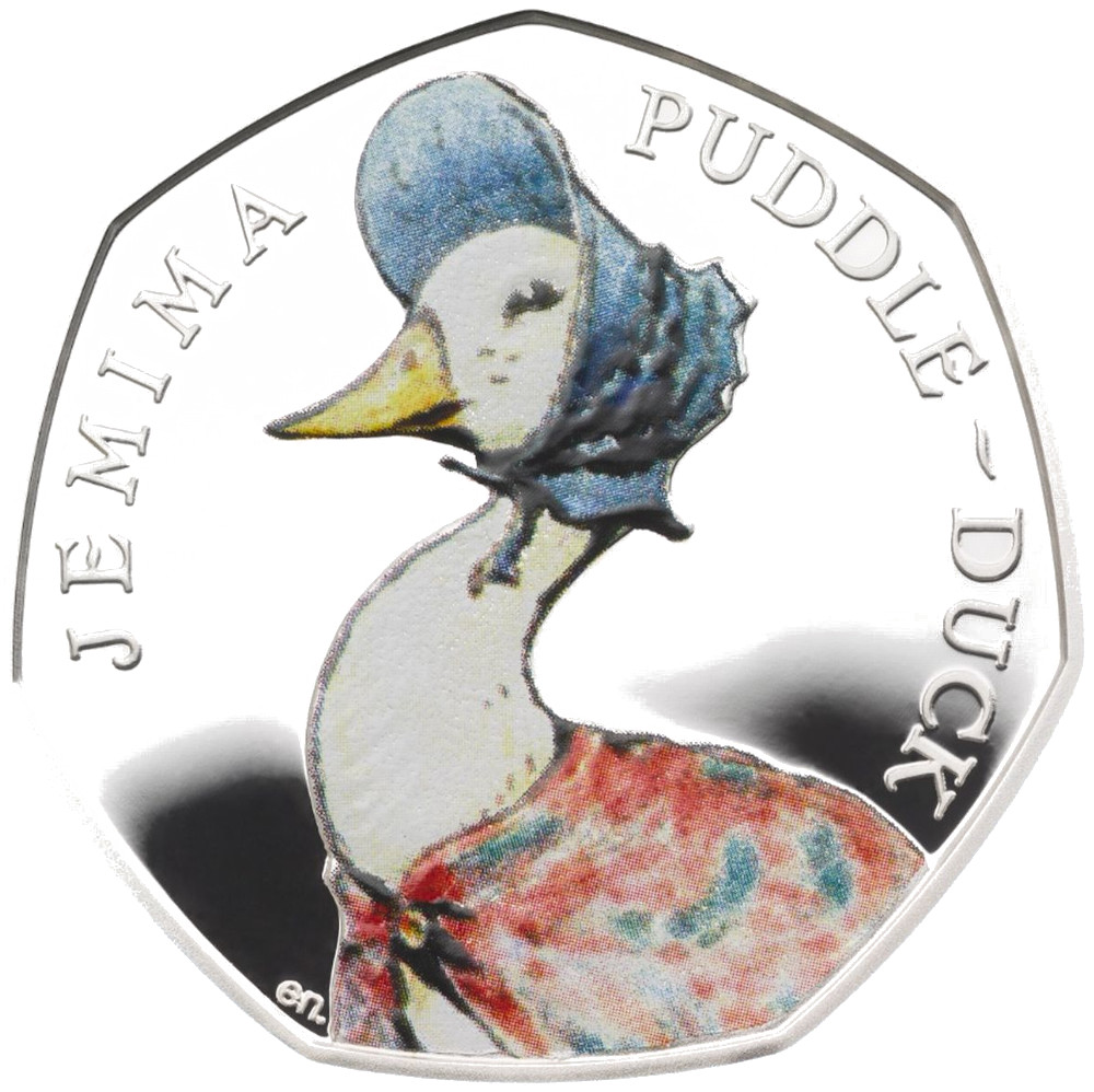 50 Pence - Elizabeth II Jemima Puddle-Duck; Silver Proof reverse