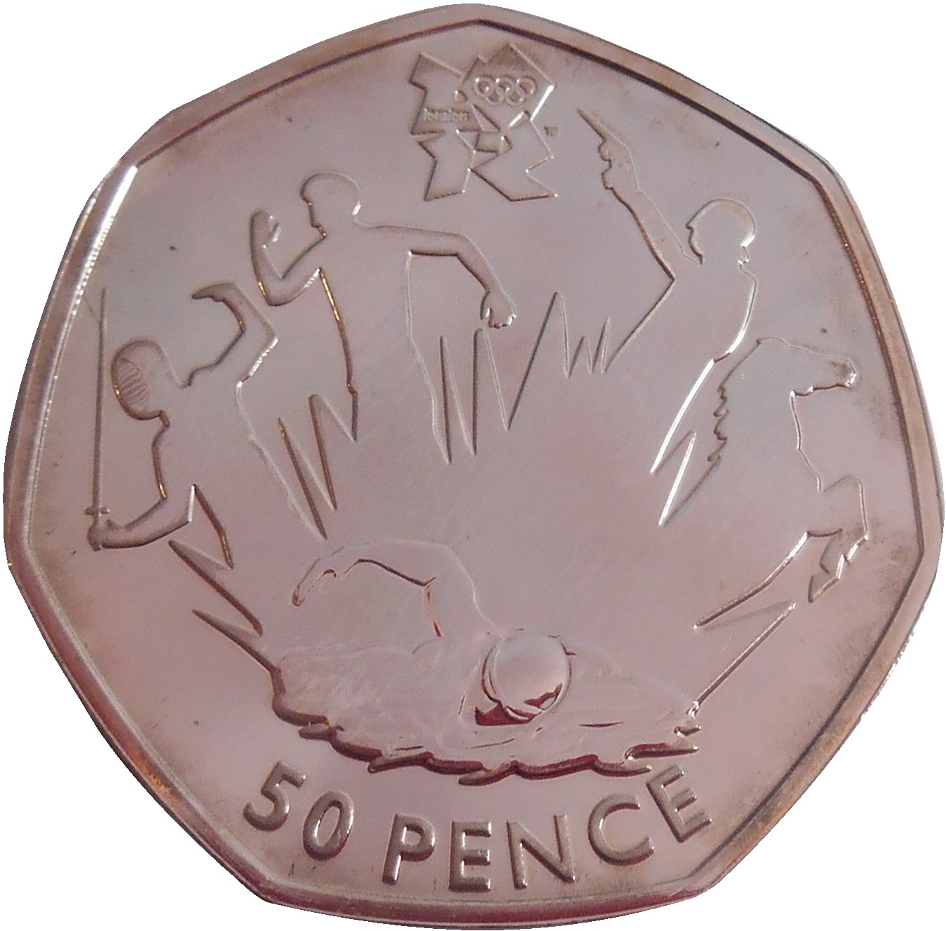 50 Pence - Elizabeth II Modern Pentathlon; Silver reverse