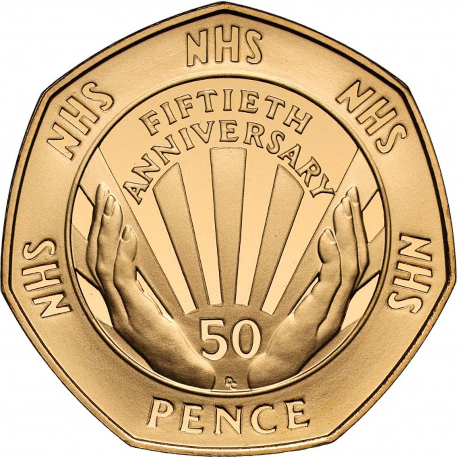 50 Pence - Elizabeth II NHS 50th Anniversary; Gold Piedfort reverse