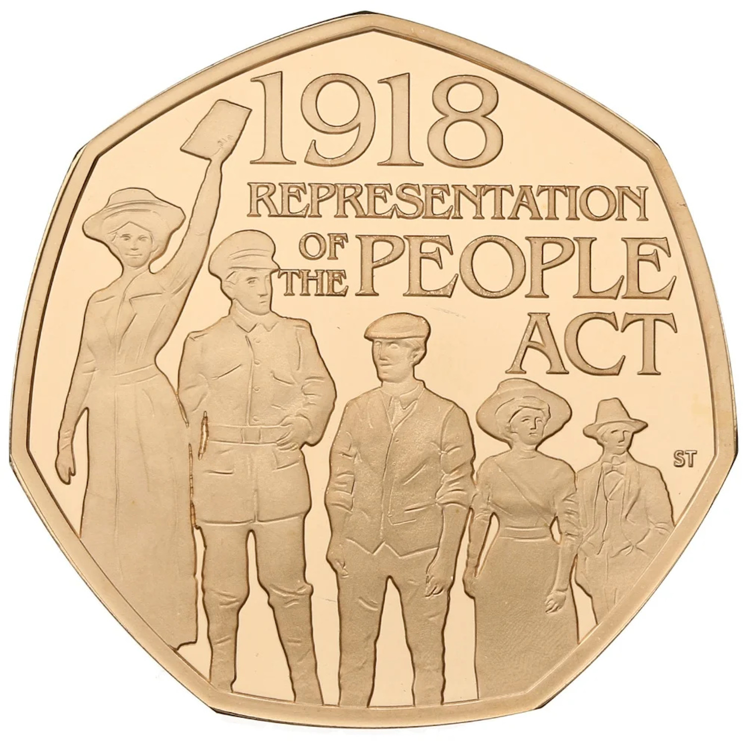 50 Pence - Elizabeth II People Act 1918; Gold Proof reverse